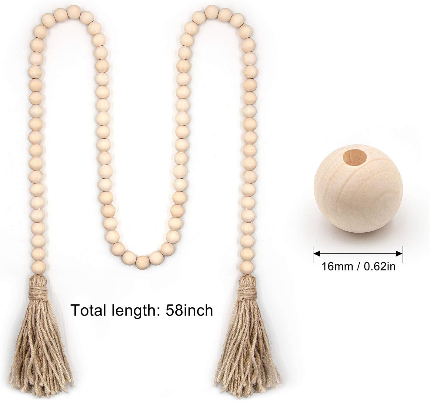 Wood Bead Garland / 60 x 4
