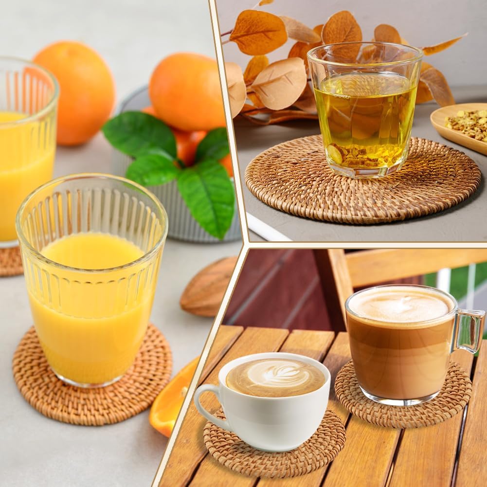 Holder / Handwoven Drink Coasters / Natural / Set of 6