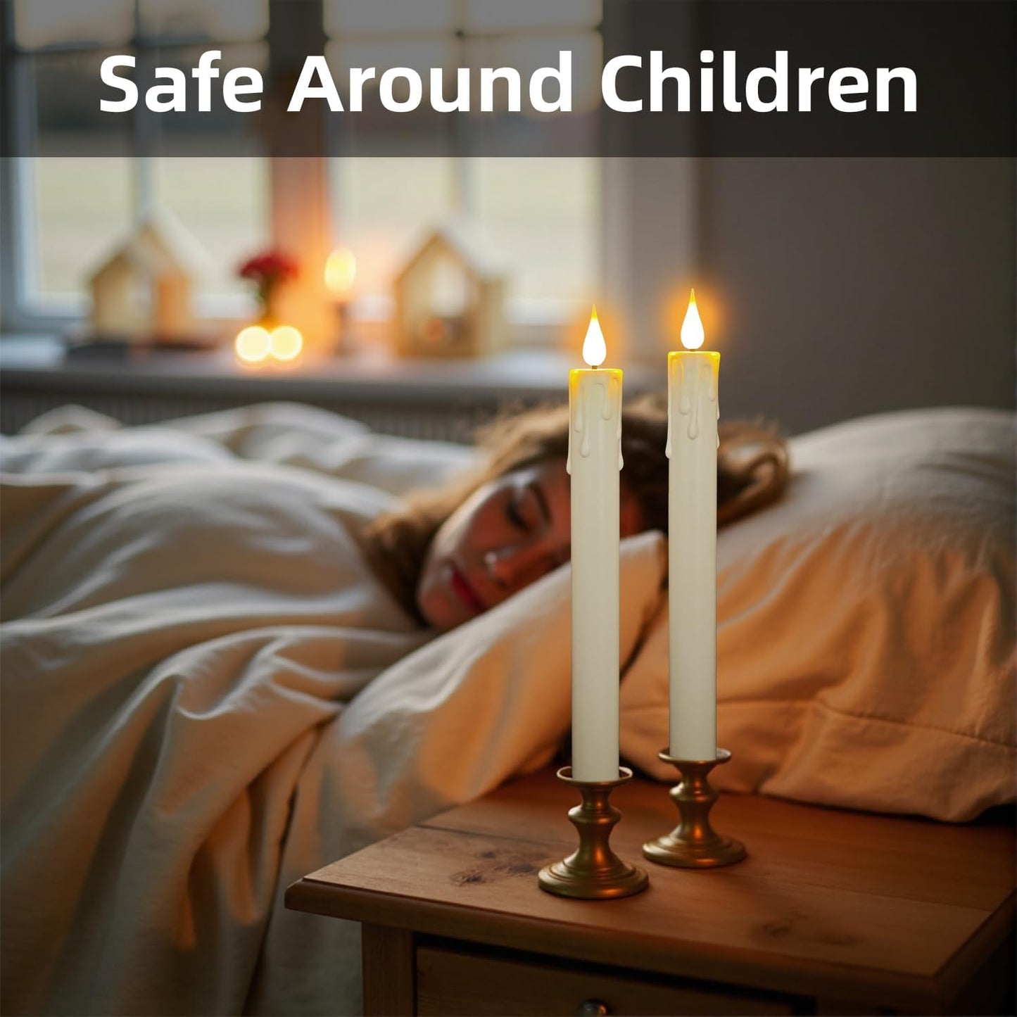 9.9-Inch Rechargeable Flameless Taper Candles, 60+ Hours Runtime, Remote & Timer, Flickering LED, Safe for Home &