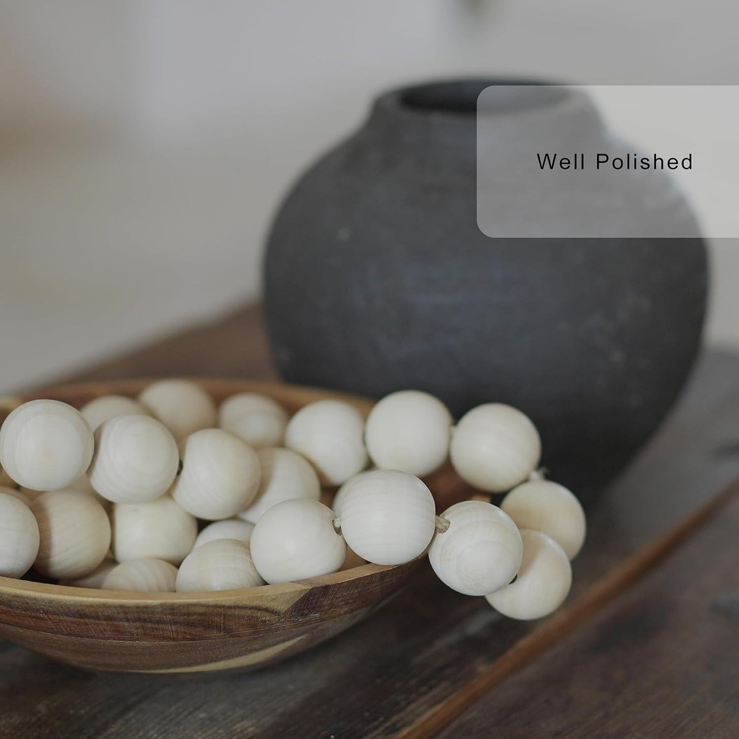 Wooden Beads Garland / Natural / 50 Inches