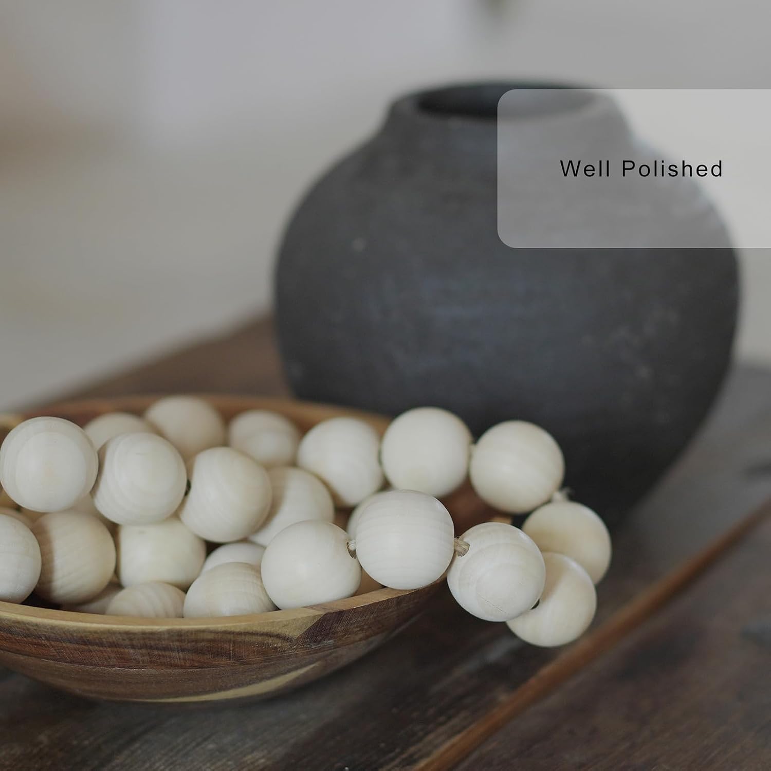 Wooden Beads Garland / Natural / 50 Inches