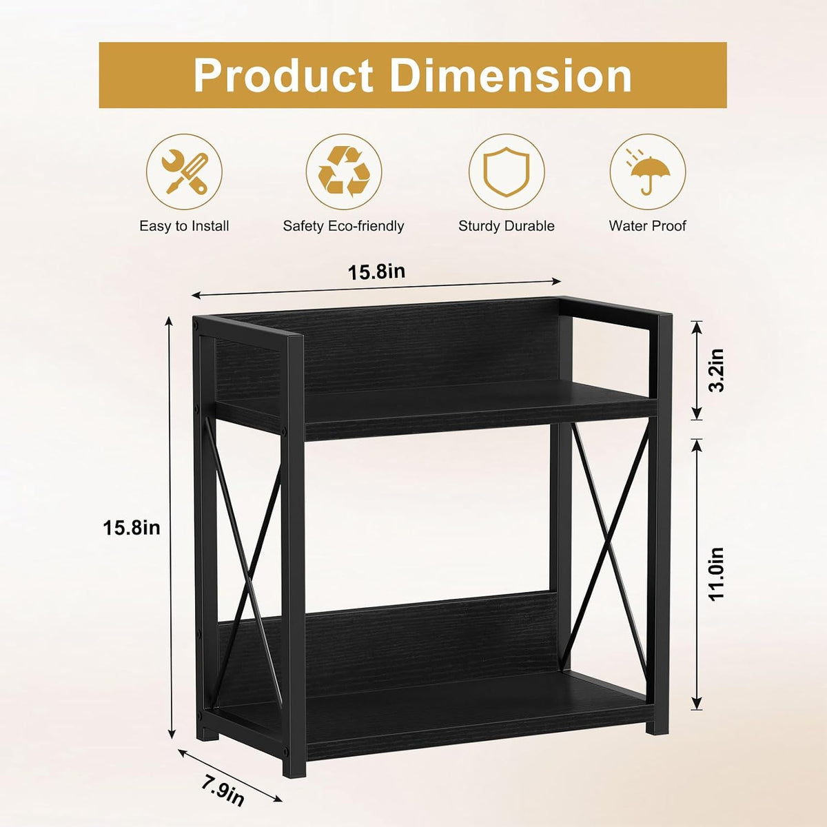 Giikin Kitchen Countertop Organizer, 2 Tier Coffee Bar Organizer, Black Spice Rack for Counter, Kitchen Counter