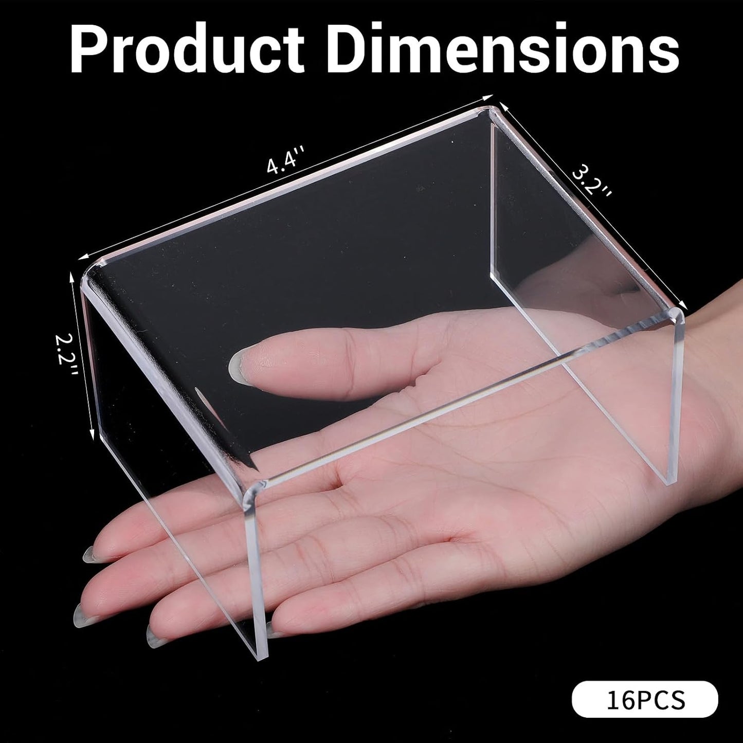 Acrylic Shelf Riser Display Stands for Figures / Clear / 4.4 x 3.2 x 2.2 / Set of 16
