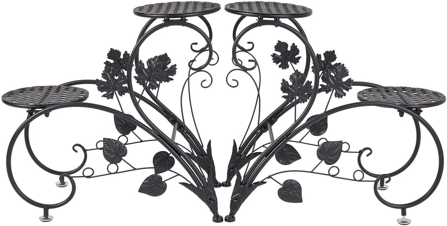 unho Plant Stand Heart Shaped: Set of 2 Metal Flower Racks outdoor | Potted Iron Planter Display Shelves Holder for