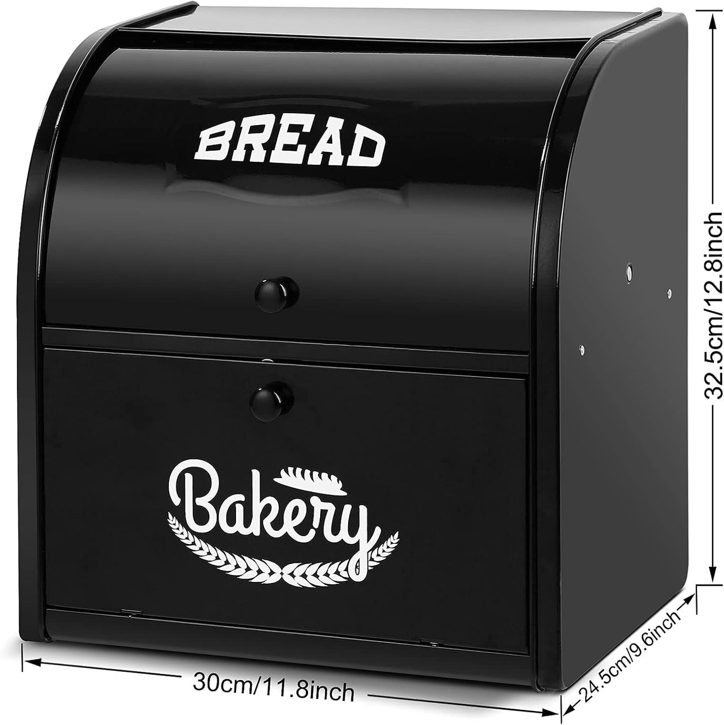 Stainless Steel Bread Box, 2 Layer Roll Top Bread Boxes, Large Capacity Food Storage Container for Kitchen Counter