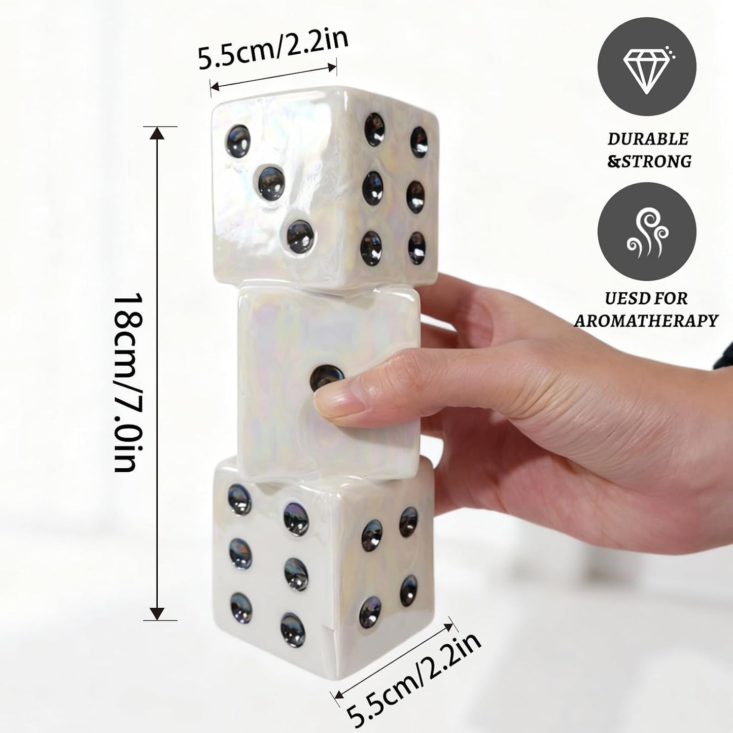 Modern Ceramic Dice Vase / White Dice Vase