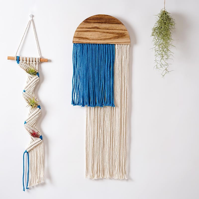 Boho Woven Tapestry / Blue Semicircle