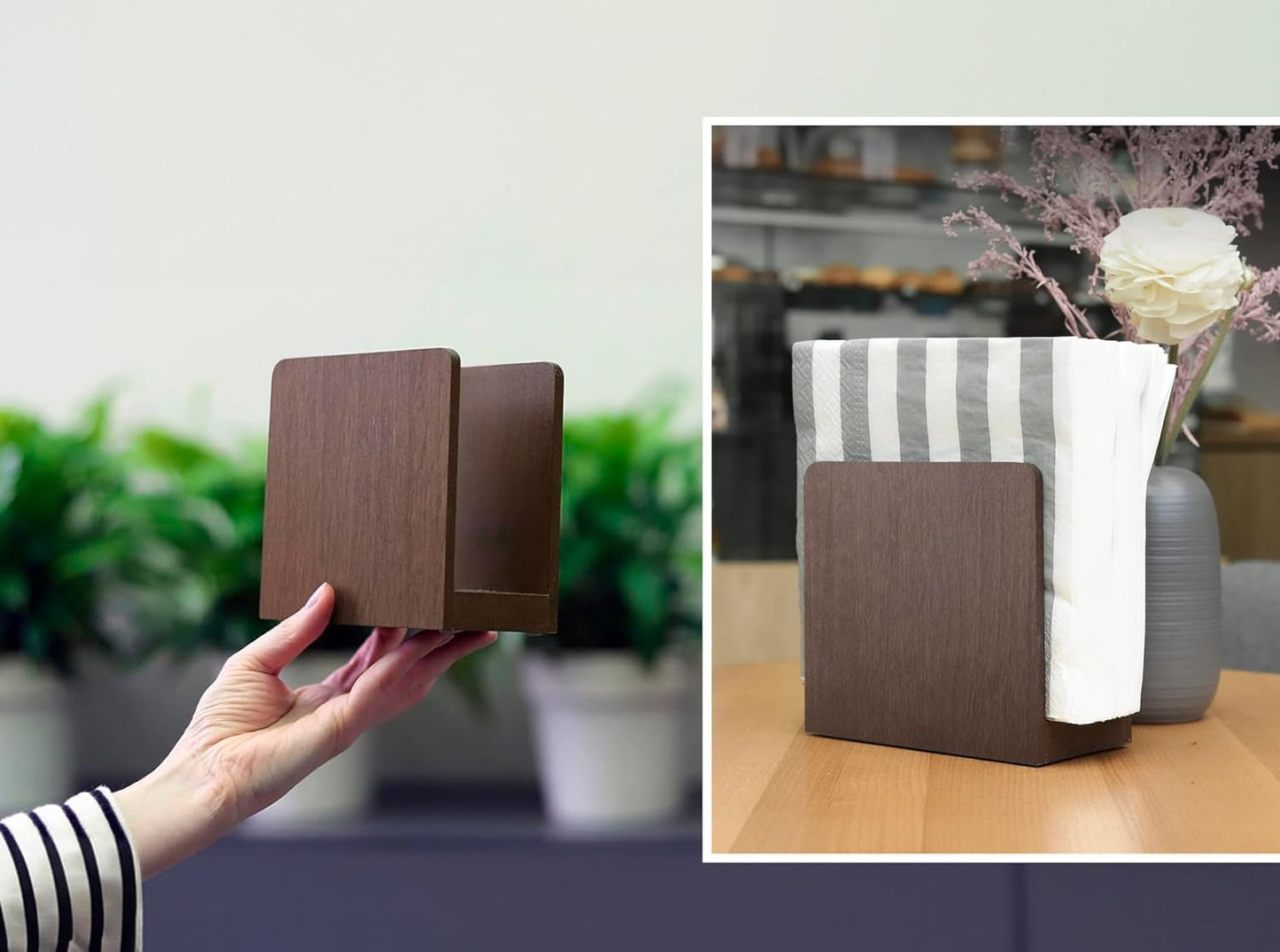 Wooden Farmhouse Napkin Holders / Brown
