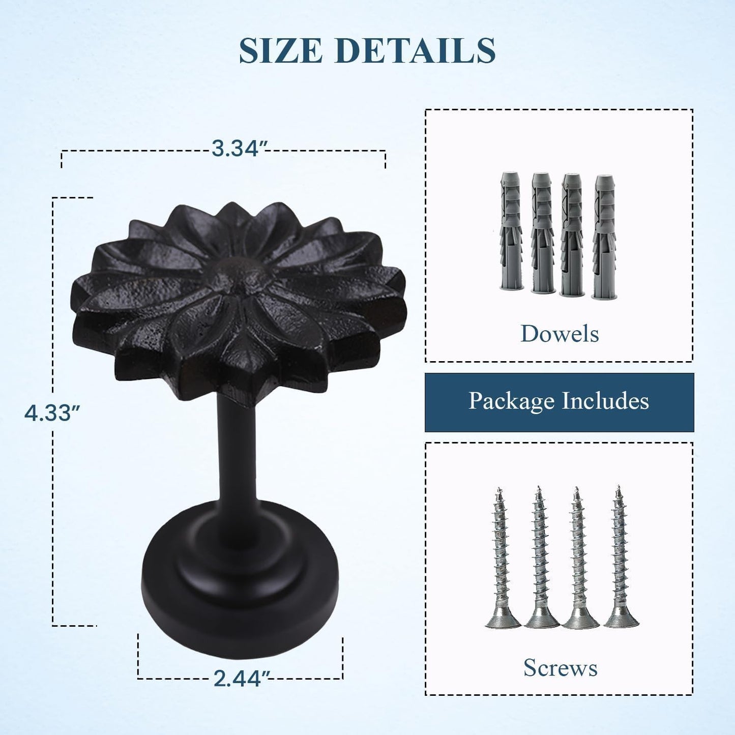 The Metal Magician Wall Mounted Floral Curtain Holdbacks (Pack of 4) - Boho Flowery Curtain Holders for Living Room