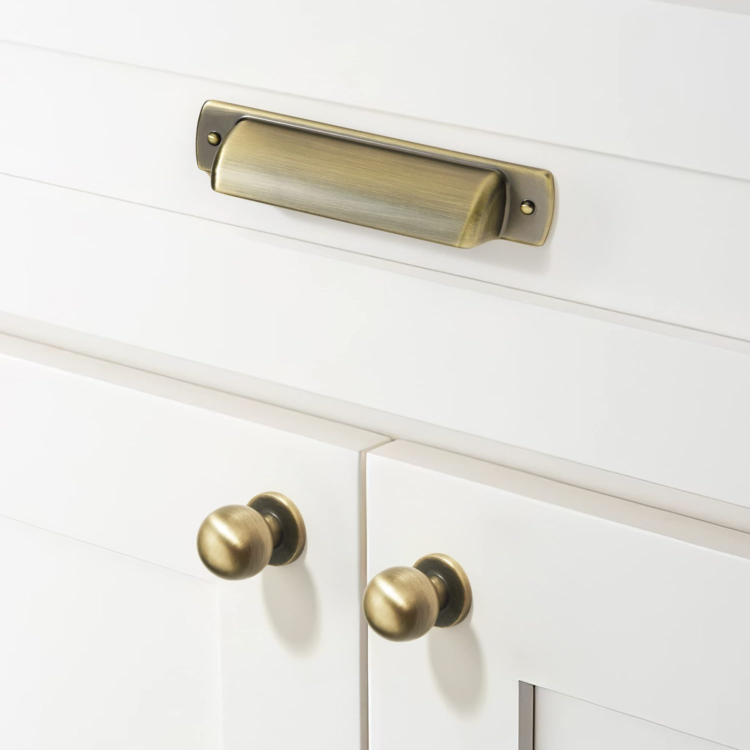 2-1/2" Drawaer Pulls Cabinet Cup Pulls / Cup Pulls 2-1/2" Hole Center / Brushed Antique Brass