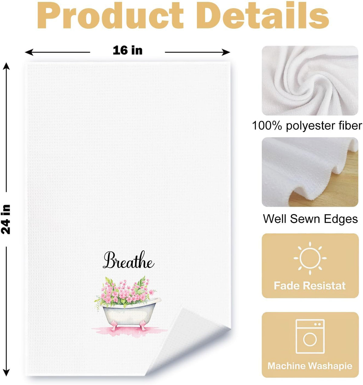 Farmhouse Pink Botanical Bathroom Hand Towels, Relax Breathe Soak Unwind Botanical Decorative Hand Towels for Gym Yoga