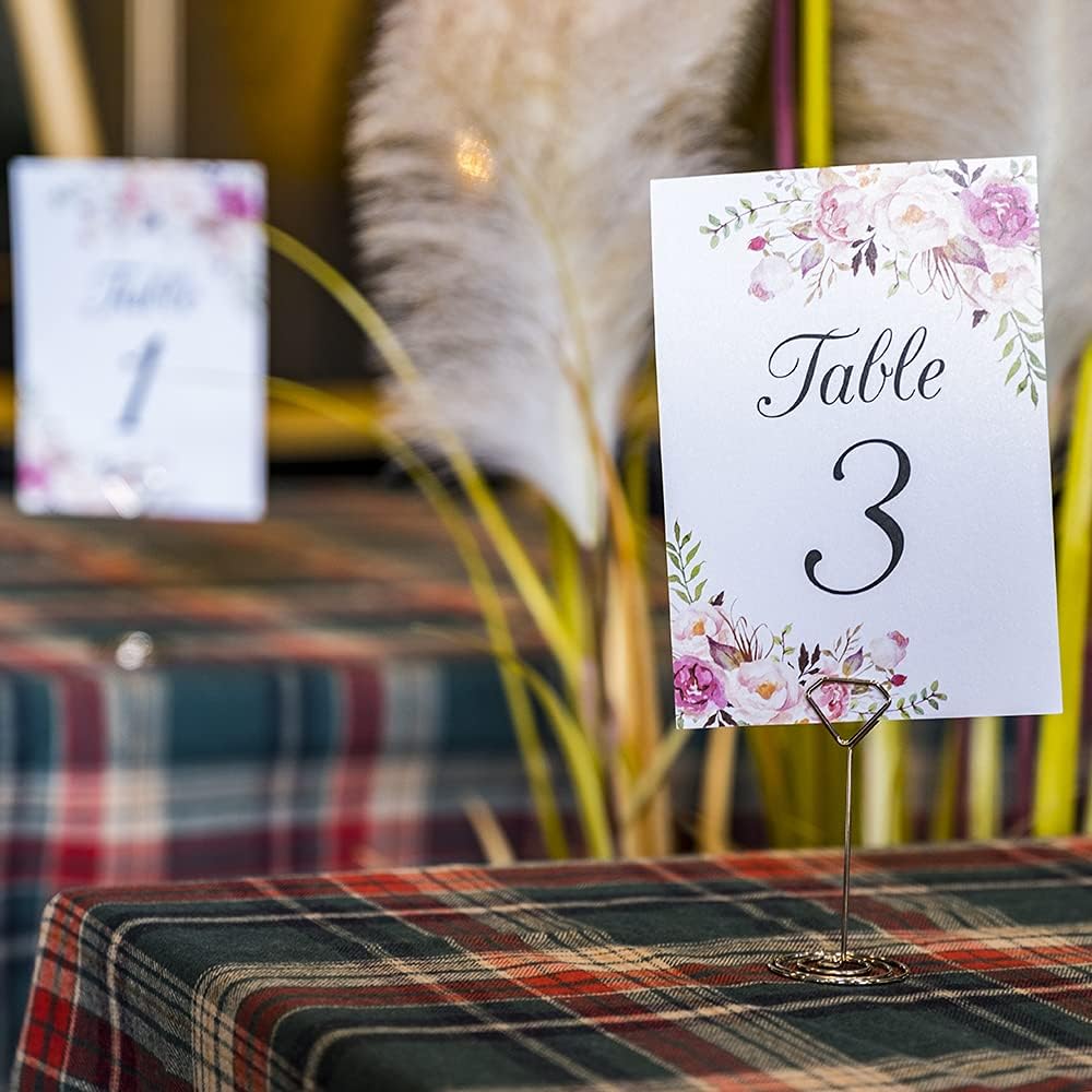 Jofefe 24Pcs Unique Table Number holders with 24Pcs Place Cards, Place Card Holder, Table Card Holders, Table Number