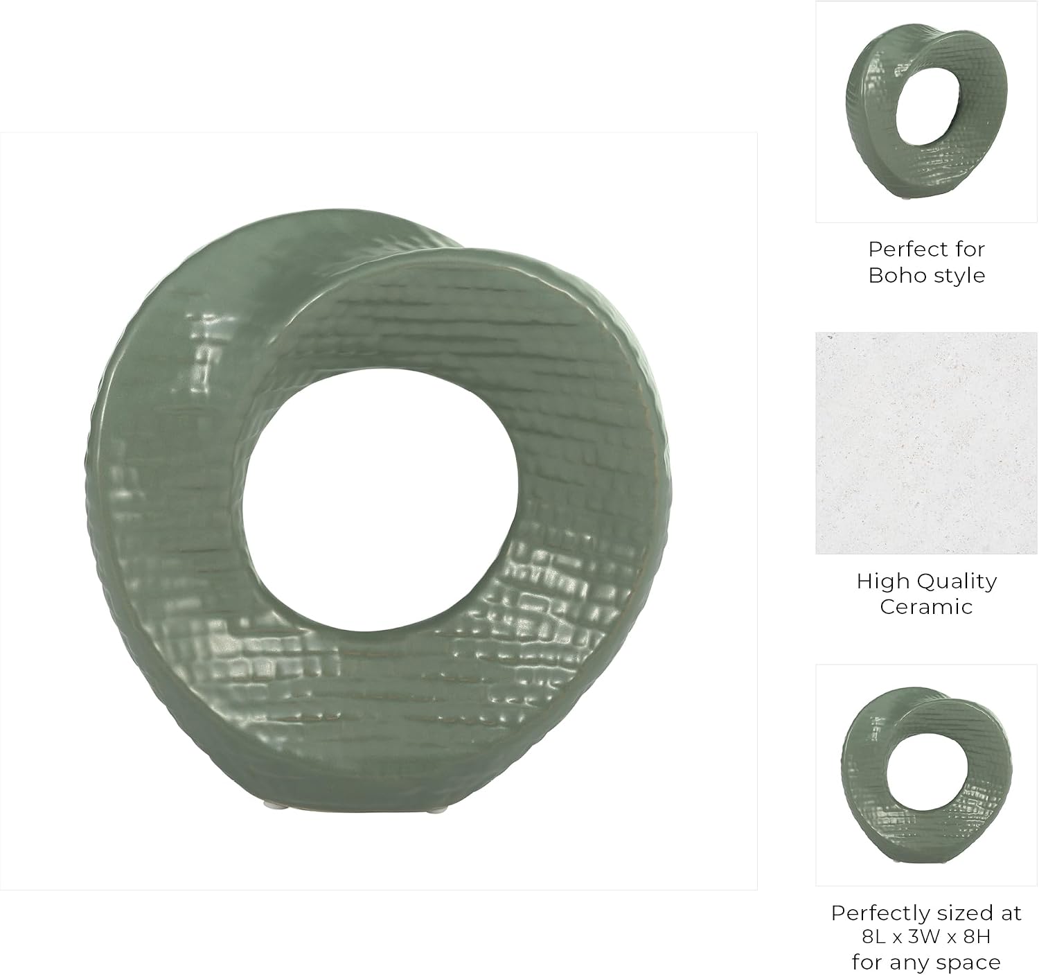 Ceramic Decorative Object / 8.0" H / Green