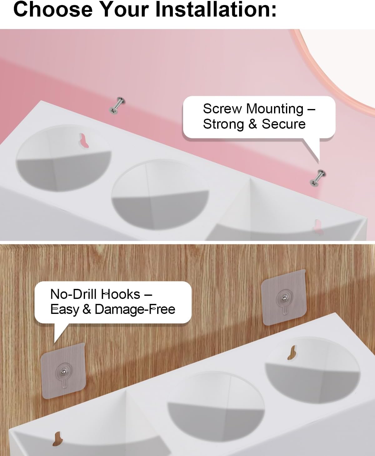 Hair Tool Organizer, Hair Dryer Holder with Heatproof Steel Cups, Acrylic Vanity Organizer for Curling Iron, Flat Iron
