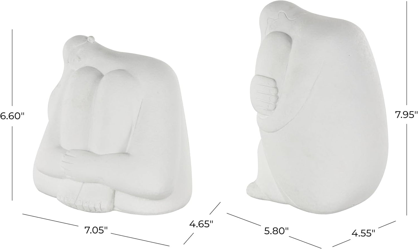 Resin People Decorative Sculpture Abstract Home Decor Statues / White / 8", 7"H / Set of 2