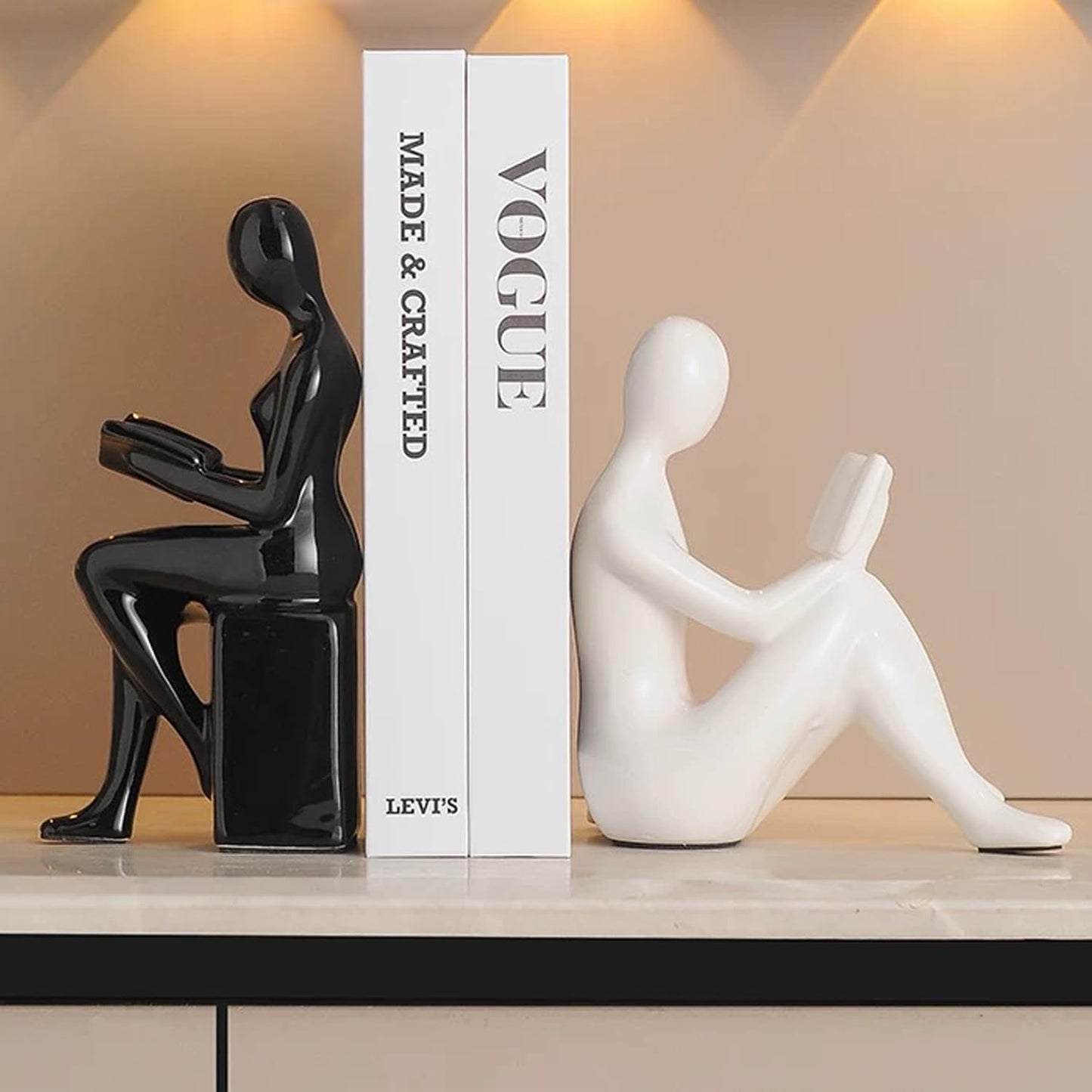 Ceramic Book Ends / White and Black