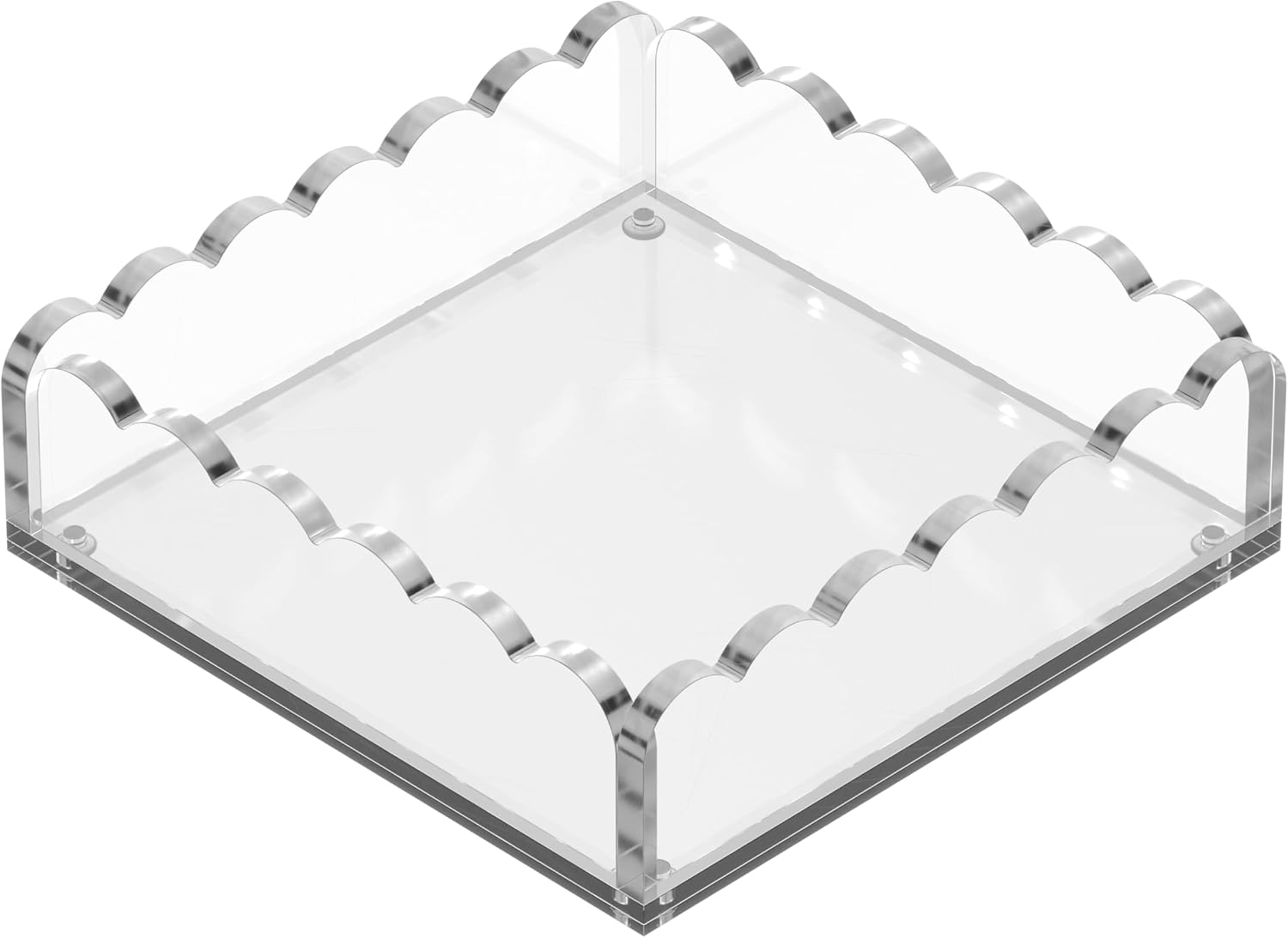 Scalloped Acrylic Tray / Clear / 8 x 8