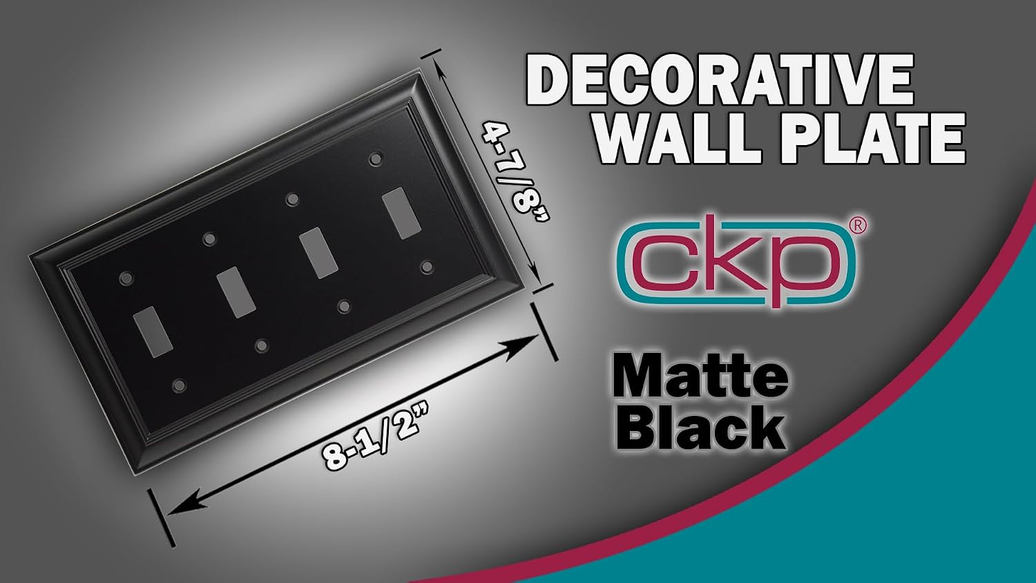 Cool Knobs and Pulls (CKP) Impressions Collection, 31200 Decorative Quad Toggle Wall Plate/Outlet Cover, Long Lasting