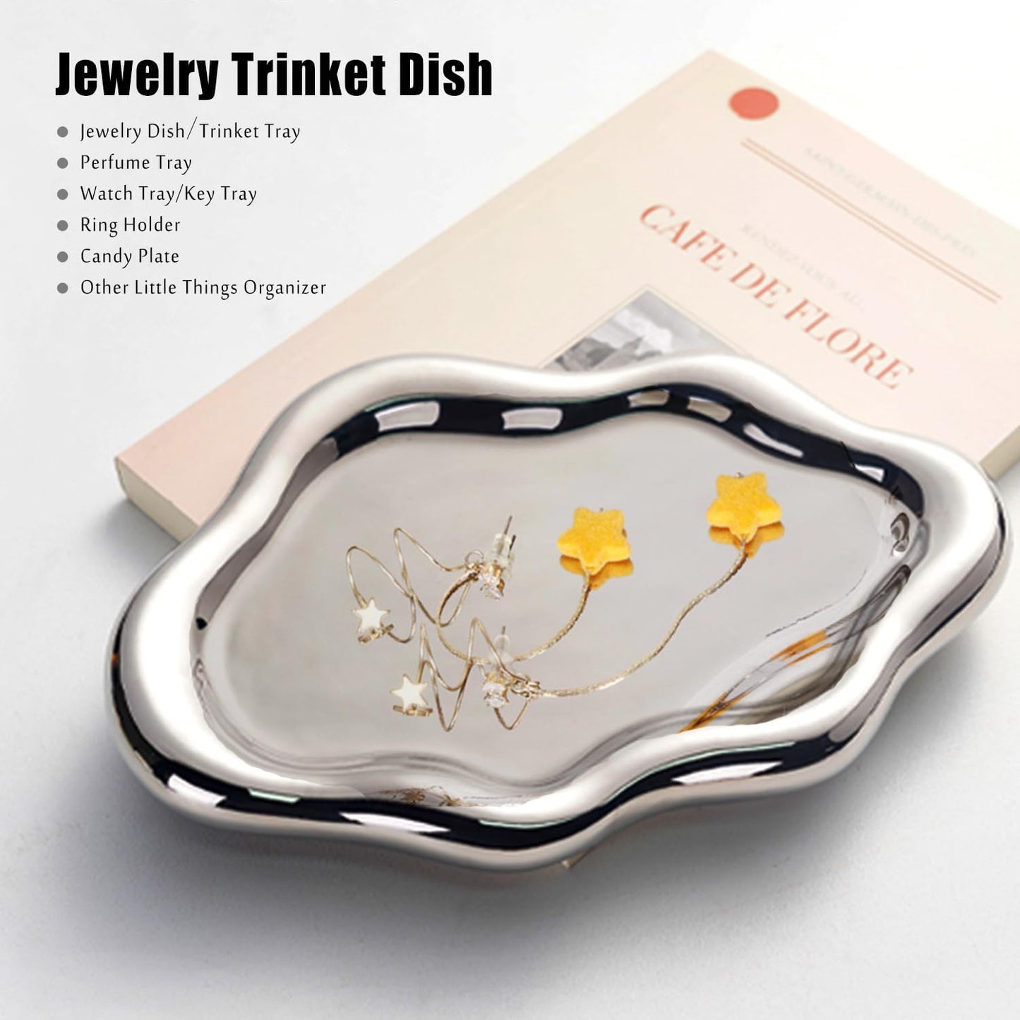 Jewelry Tray Trinket Dish / Silver
