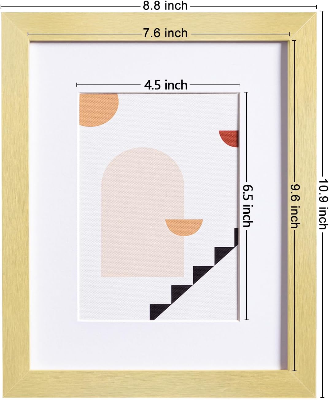 eletecpro 8x10 Picture Frames, Acrylic Cover, Gold, Set of 10 | Display Photo 5x7 with Mat or 8x10 without, Horizontal