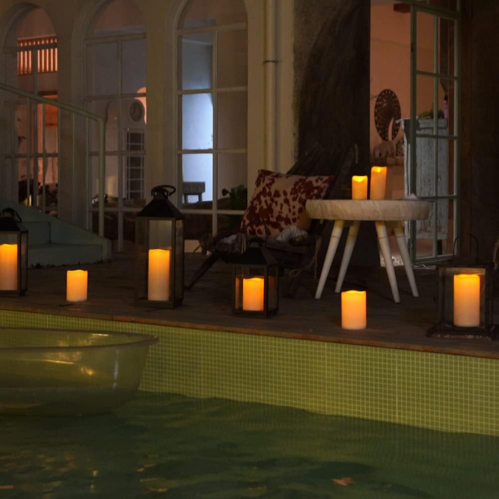 Homemory 4" x 6" Large Waterproof Outdoor Flameless Candles, Battery Operated Flickering LED Pillar Candles with Remote