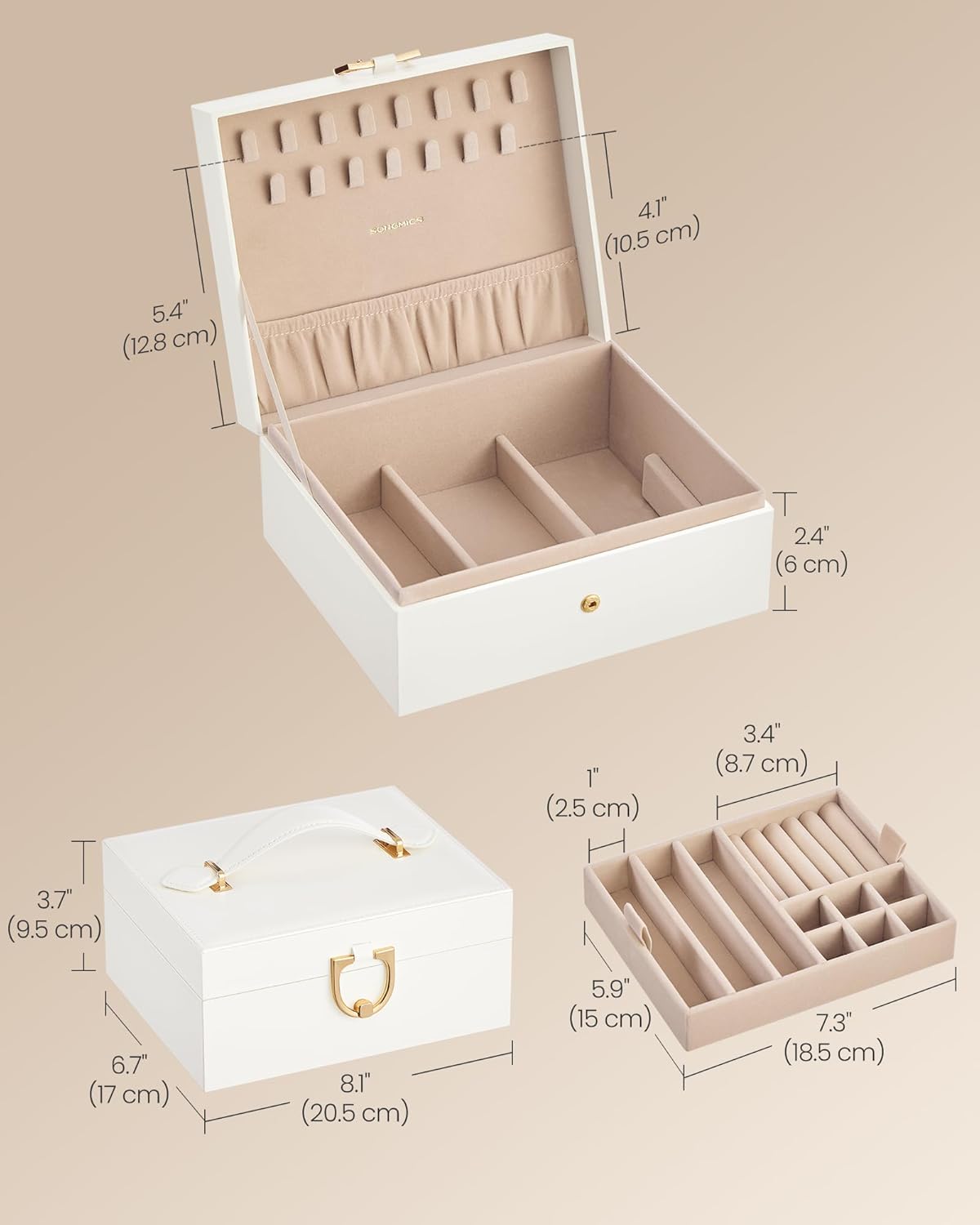 Removable Tray and Handle / Cream White