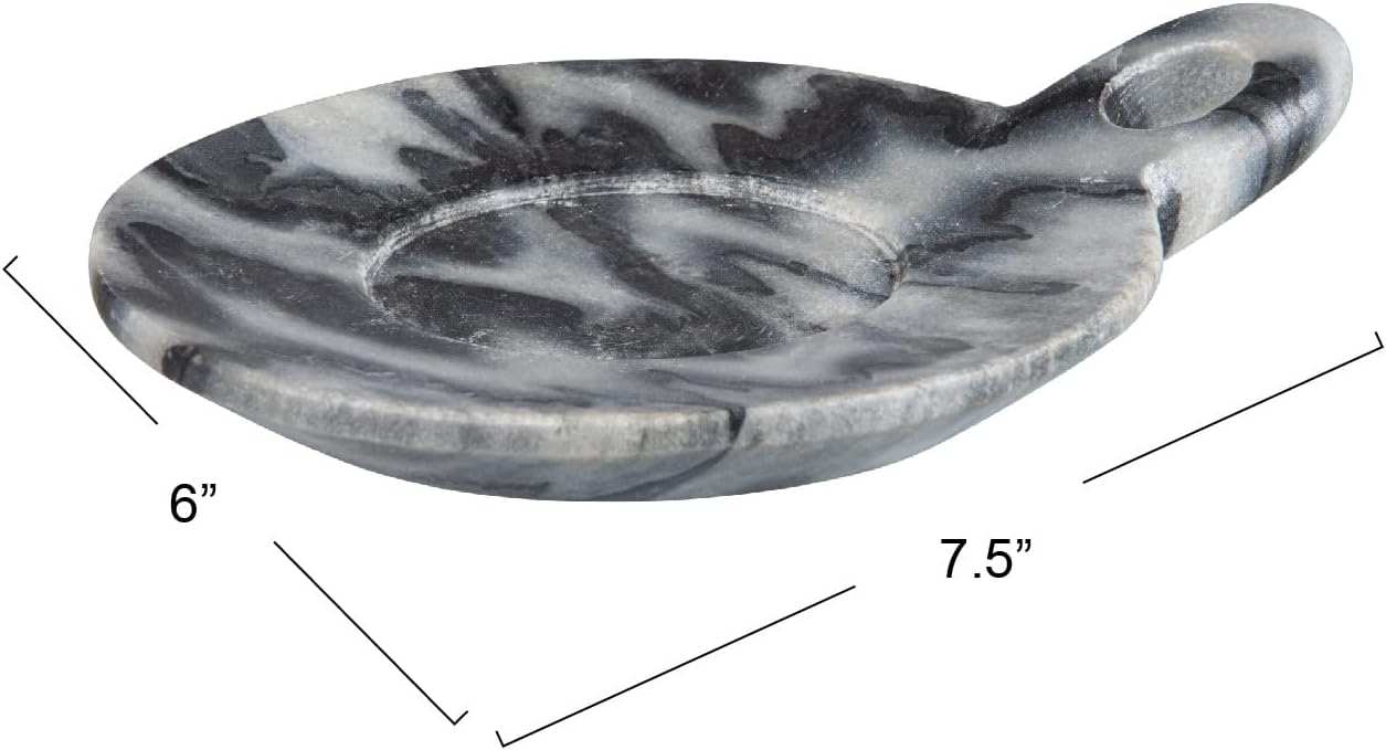 Hand-Carved Marble Dish / Gray / 7.5 x 6