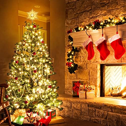 Brizled Lighted Tree Topper with Light, 9.25’’ Snowflake Christmas Tree Top