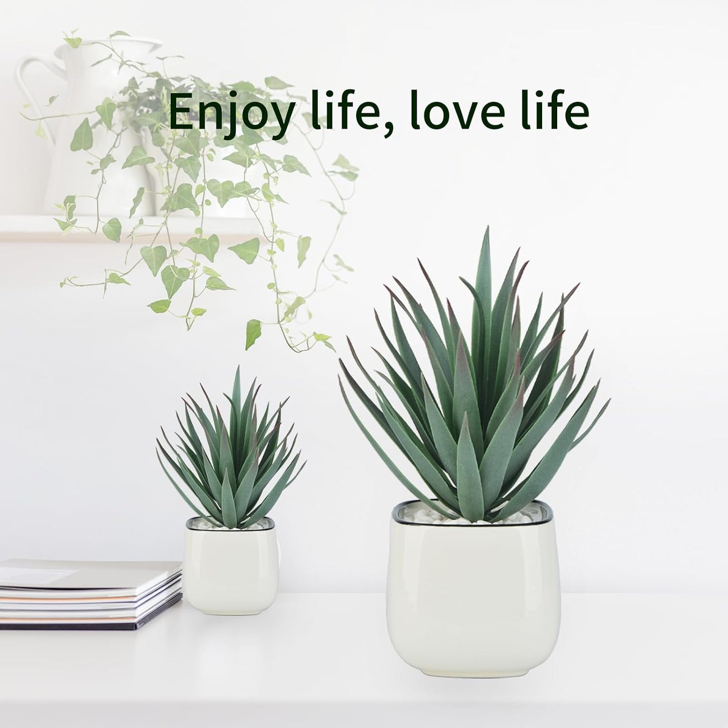 Small Fake Plants Mini Succulent Agave Faux Plants Indoor for Boho Bathroom Decor