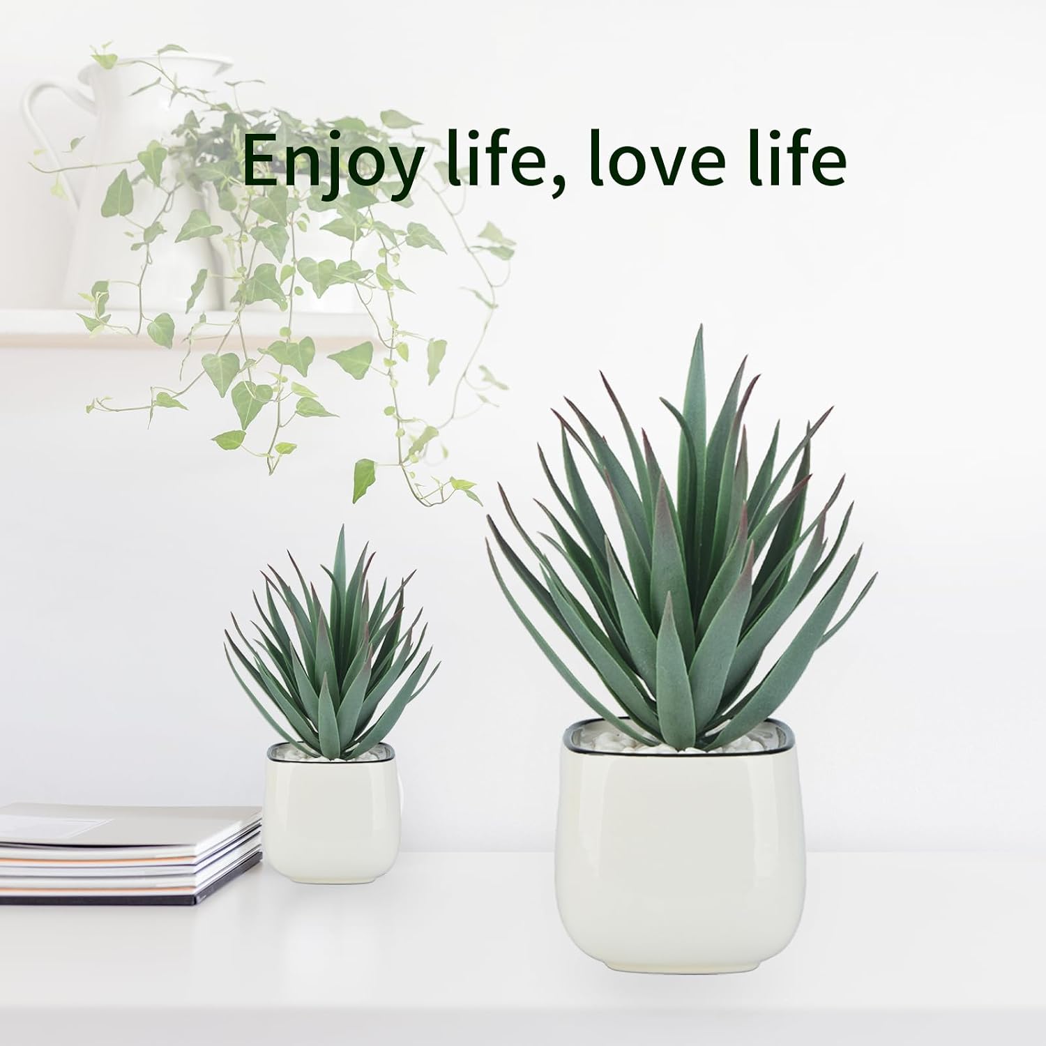 Small Fake Plants Mini Succulent Agave Faux Plants Indoor for Boho Bathroom Decor