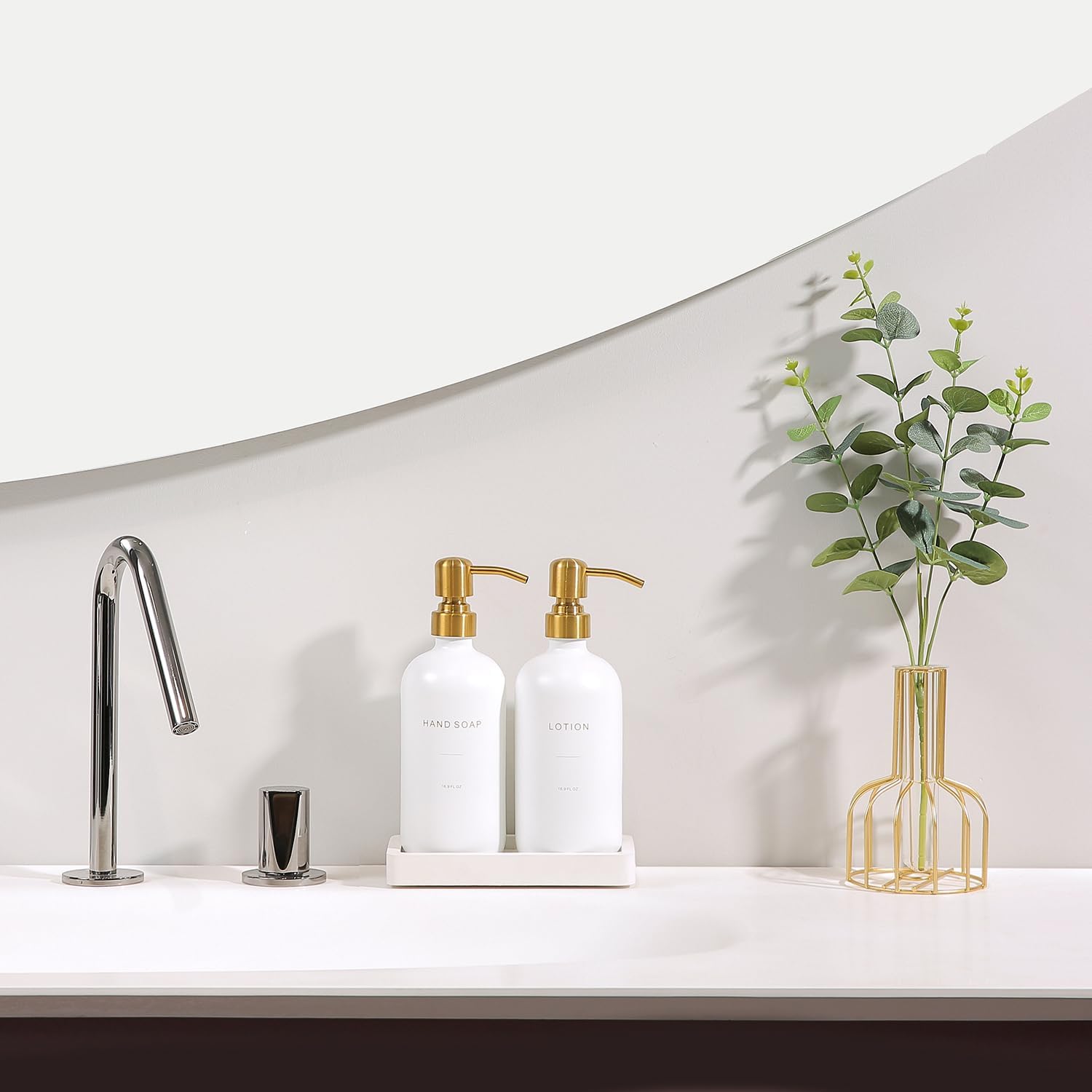 Prus Waso Gold Soap Dispenser Bathroom Set | Hand and Lotion Dispenser with Stainless Steel Pump, Perfect for Modern