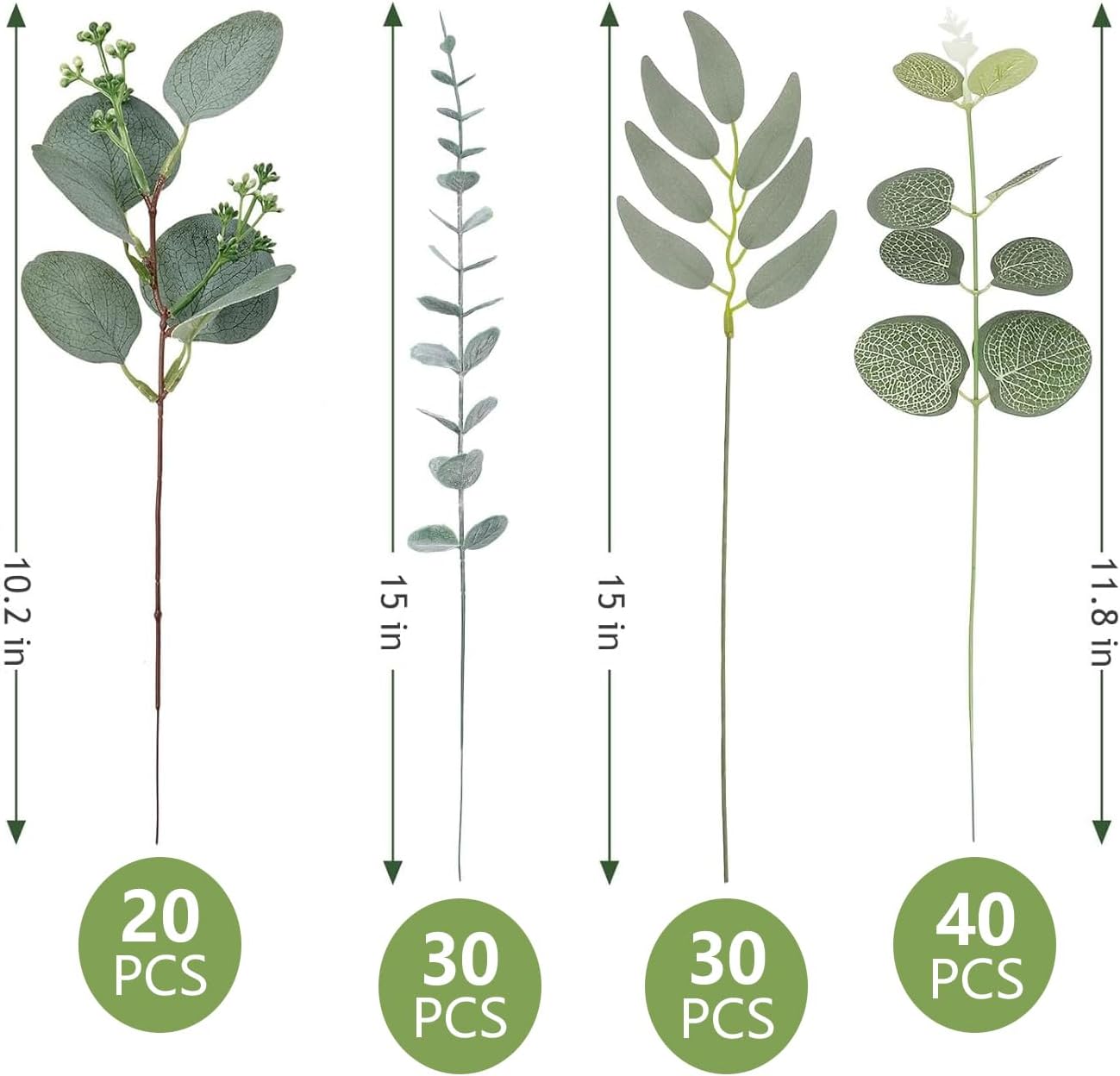 Faux Plants / Artificial Eucalyptus Leaves Stems Bulk / Silver / Set of 120