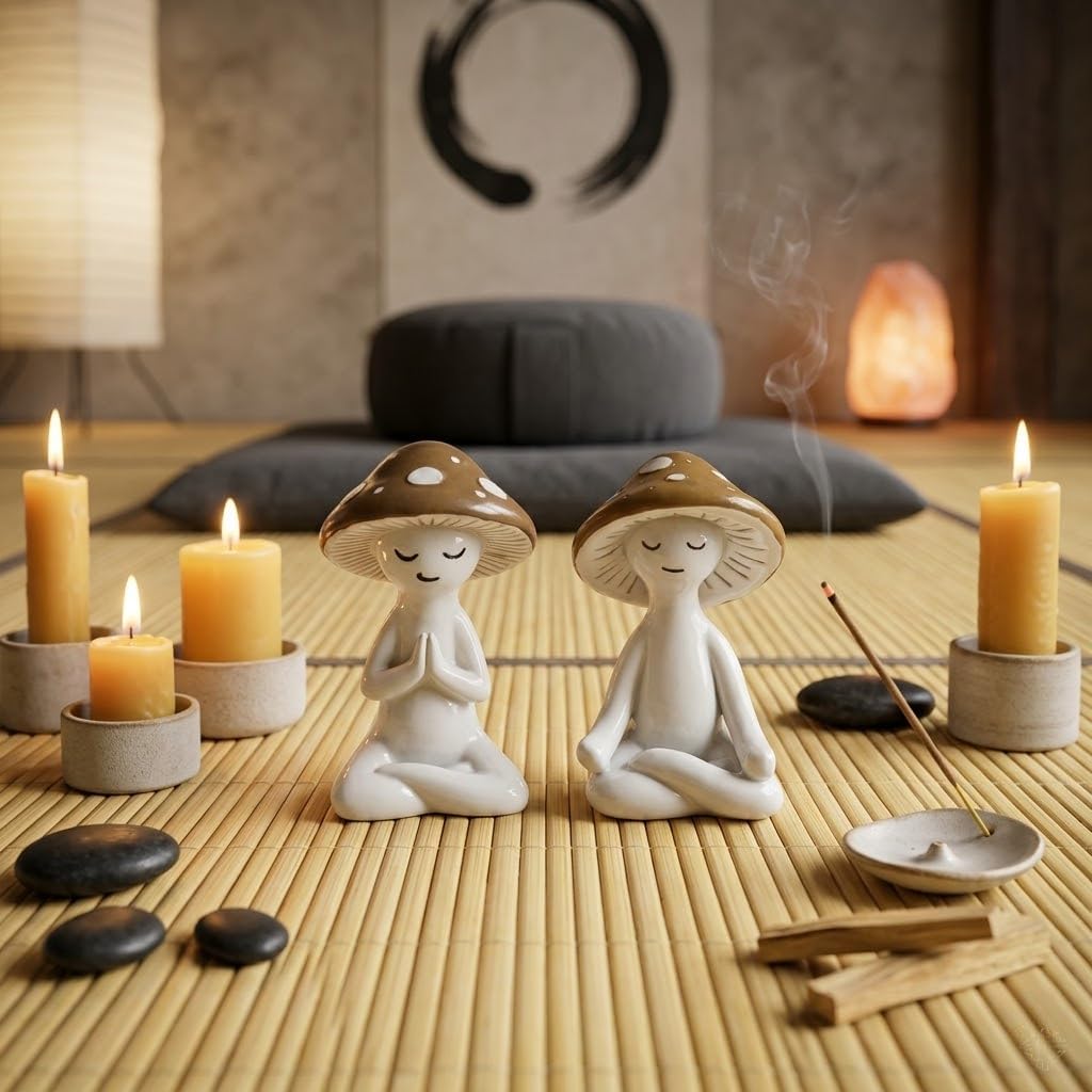 Meditation Mushroom Resin Statues
