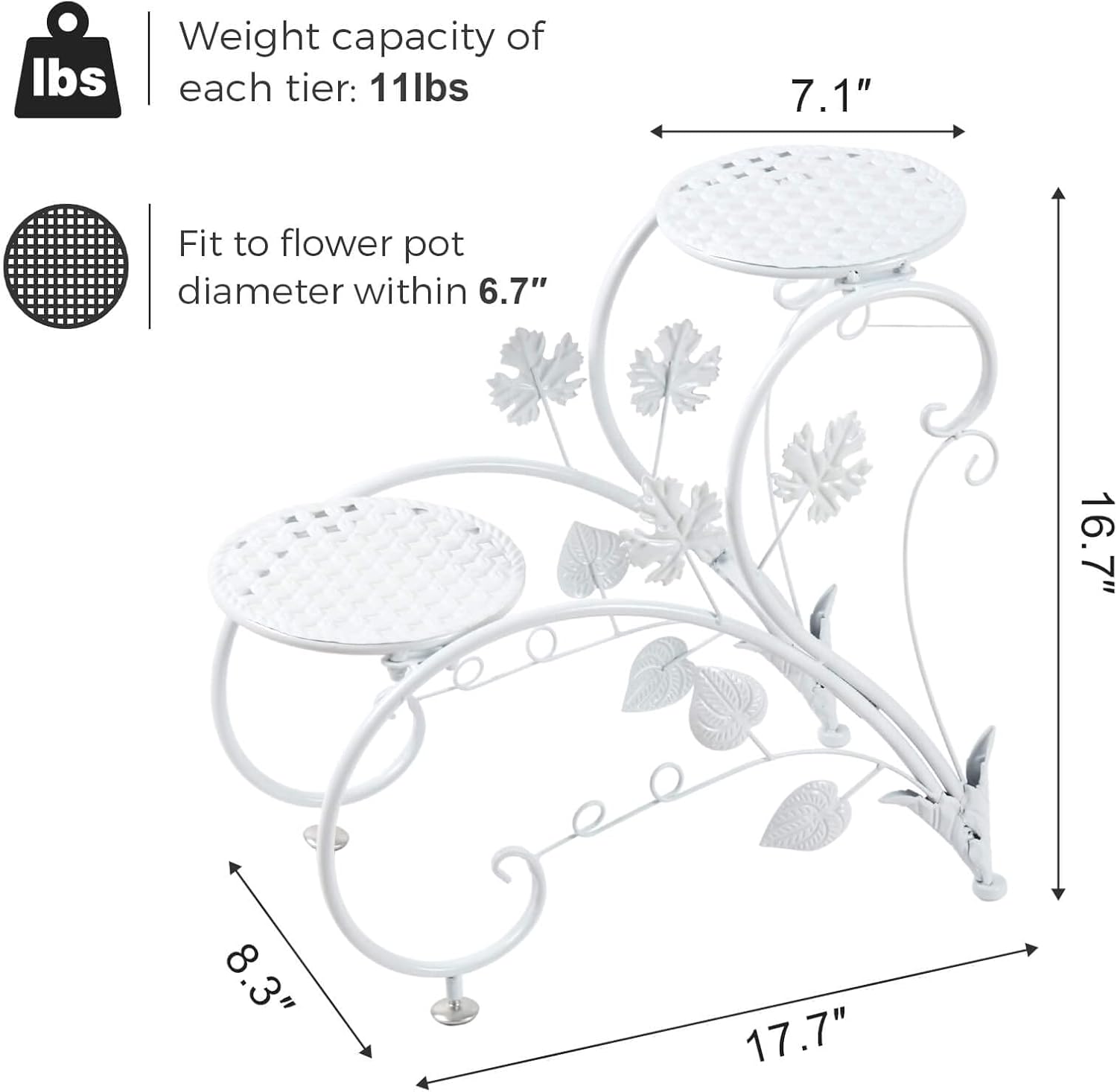 unho Plant Stand Heart Shaped: Set of 2 Metal Flower Racks outdoor | Potted Iron Planter Display Shelves Holder for
