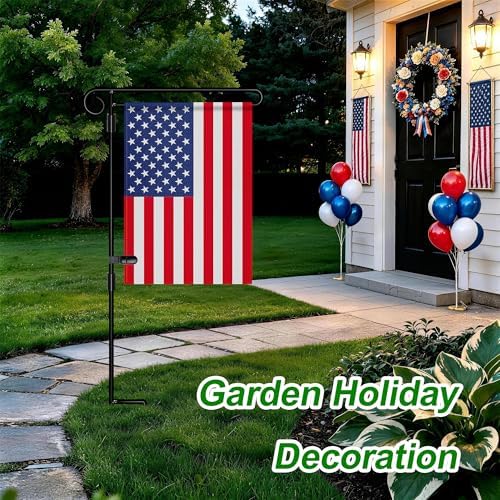 HOOSUN Garden Flag Stand Holder,Yard Flag Holder For Small Flags 12 x 18,Yard Sign Garden Flags Stake For Outside,Small Metal Garden Flag Pole For Yard With Tiger Clip