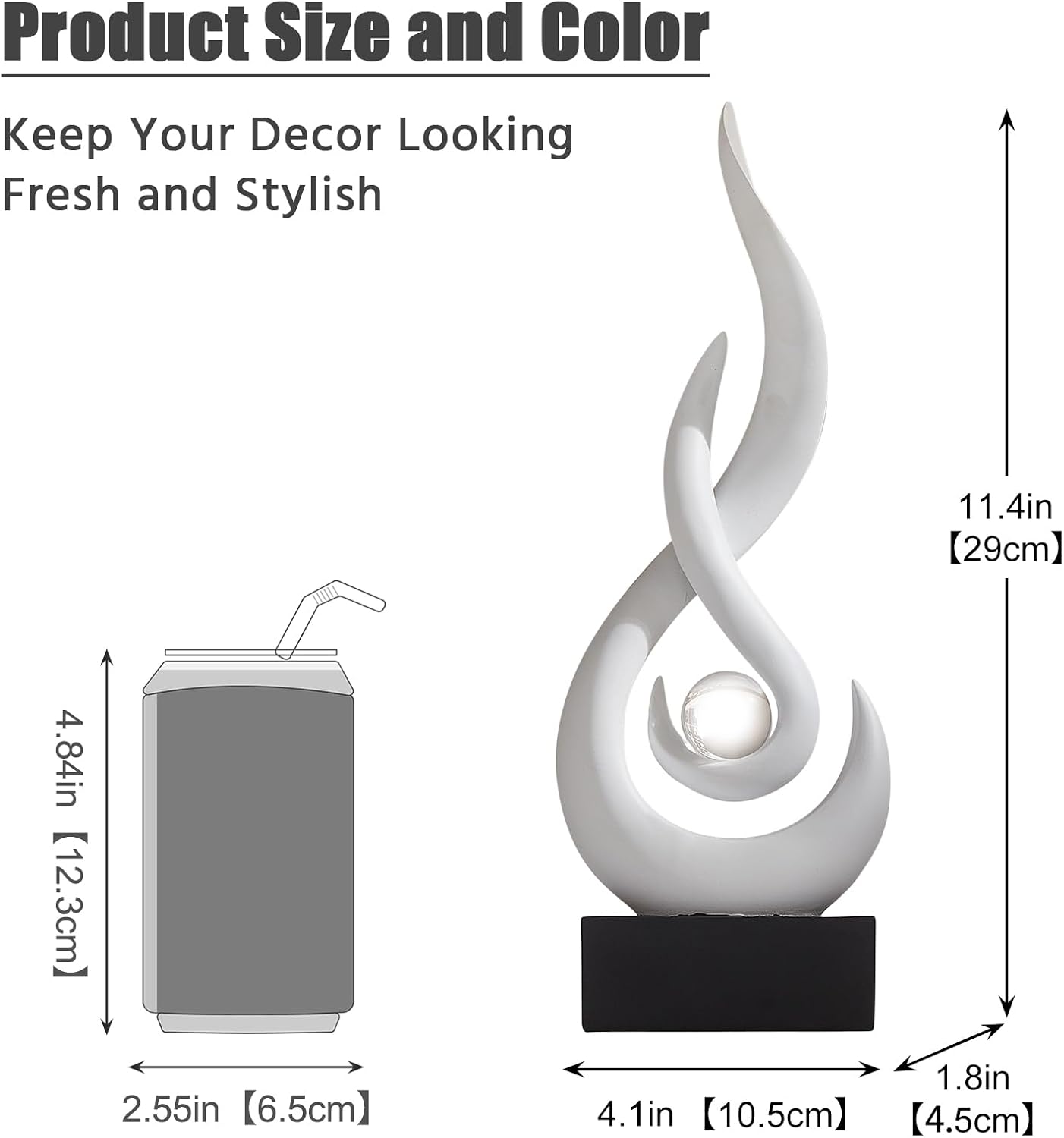 Resin Flame Statue Modern Centerpiece Ornaments / White