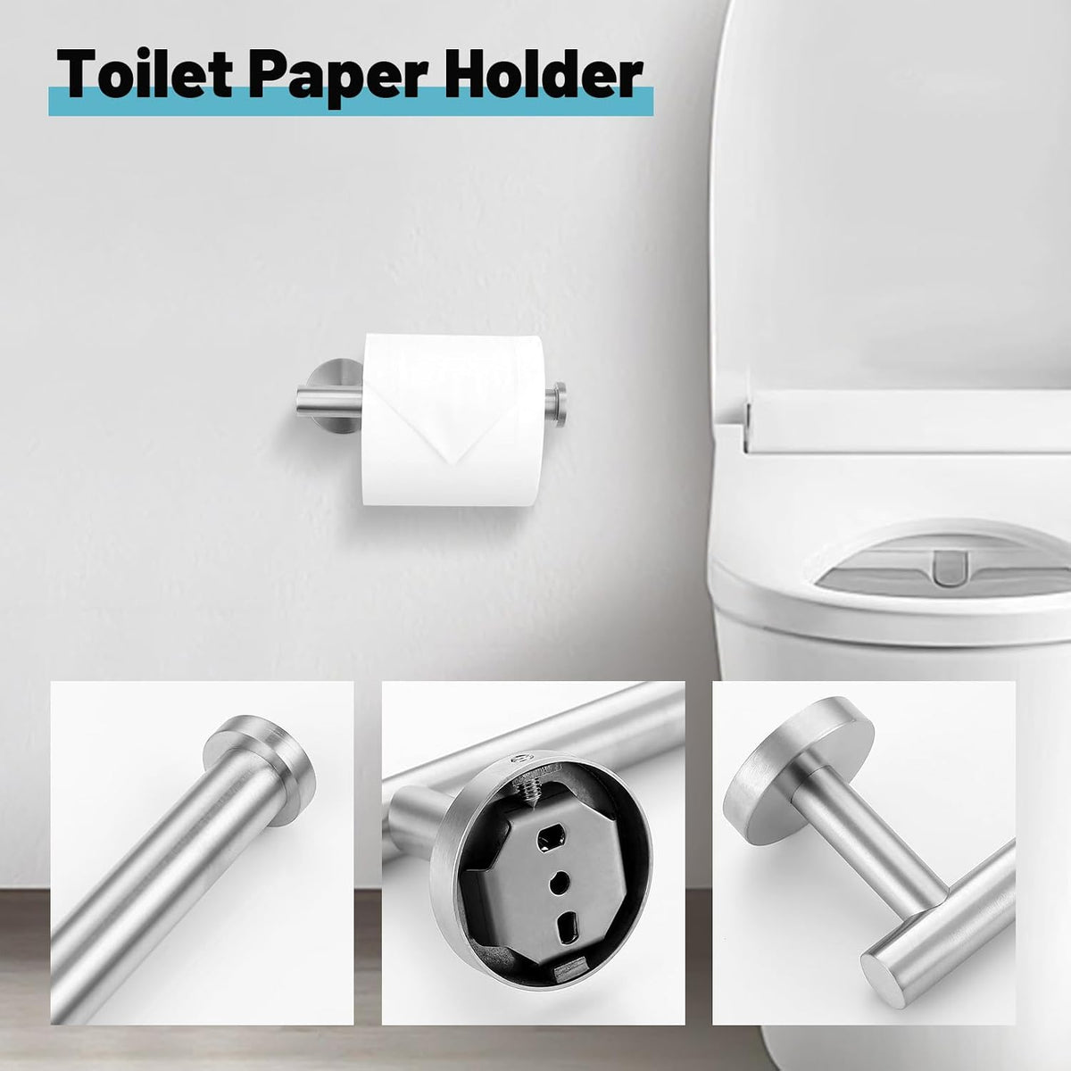 10 Pieces Brushed Nickel Bathroom Hardware Accessories Set SUS304 Stainless Steel Towel Bar Holder Set, 23.6Inch Towel