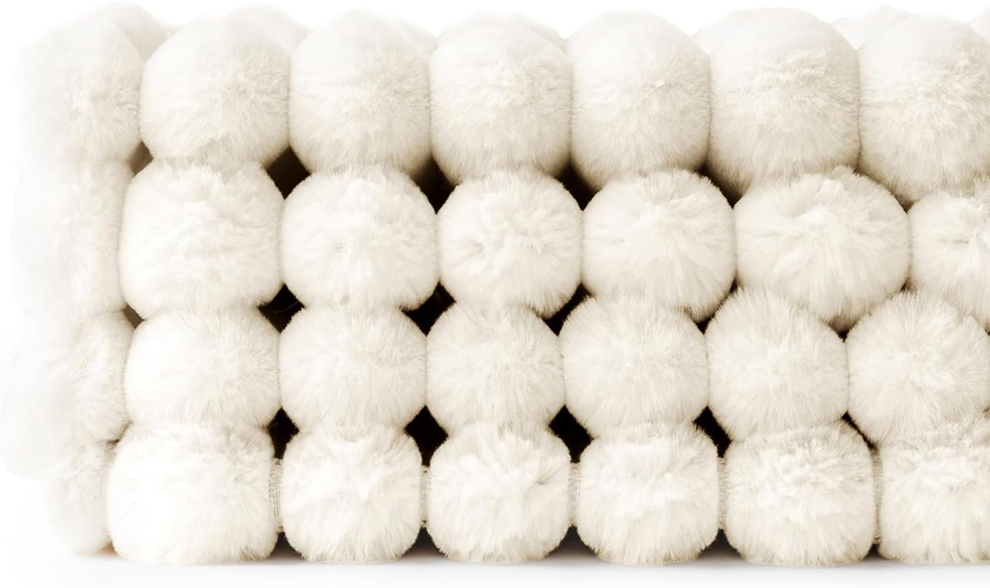 Faux Fur Plush Decorative Throw Pillow Covers / 18 x 18 / Cream White / Set of 4