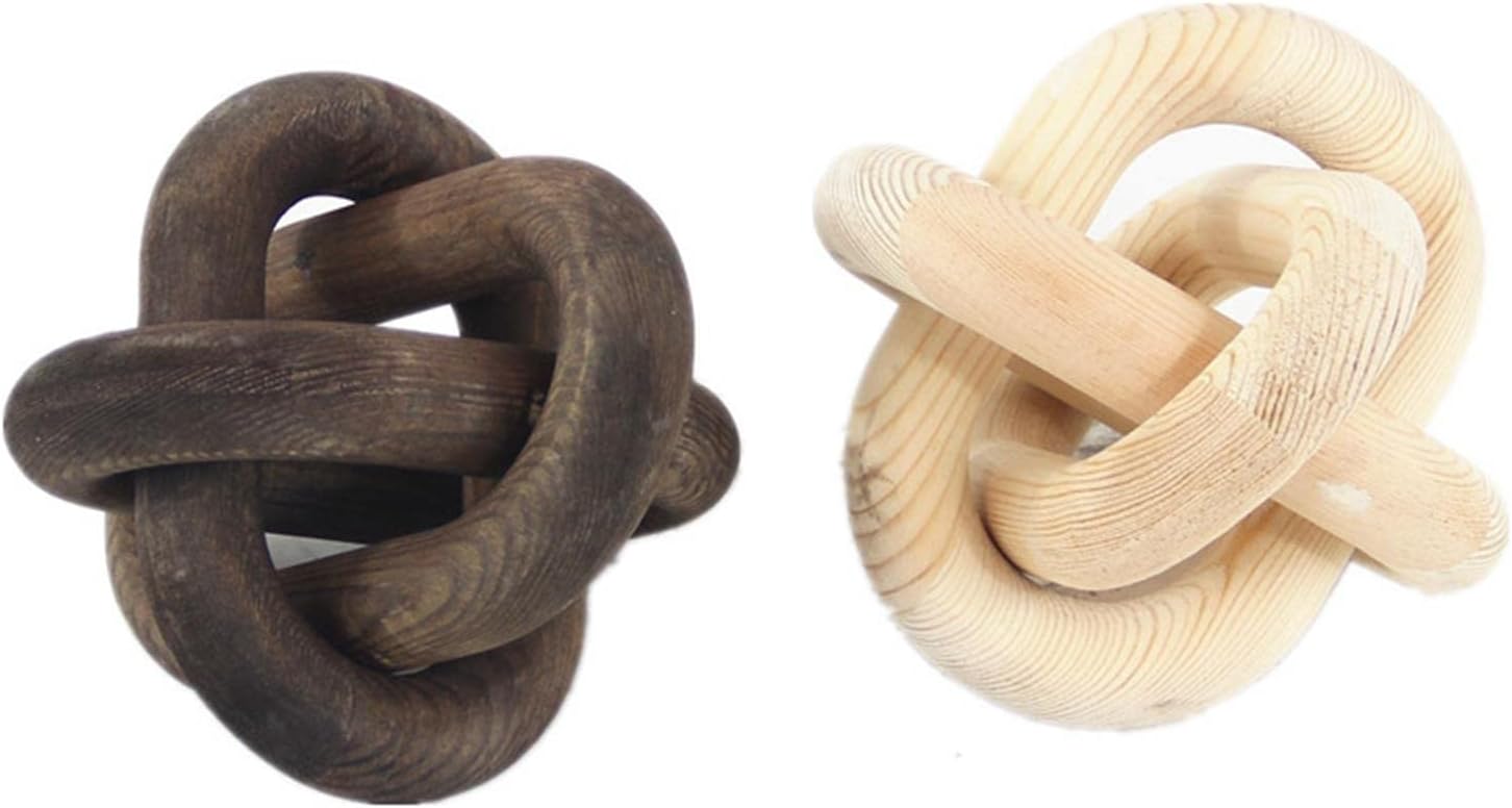 Wood Chain Ornaments 3 Link Wooden Knot for Display Cabinet Desk Handmade Decorative Living Room