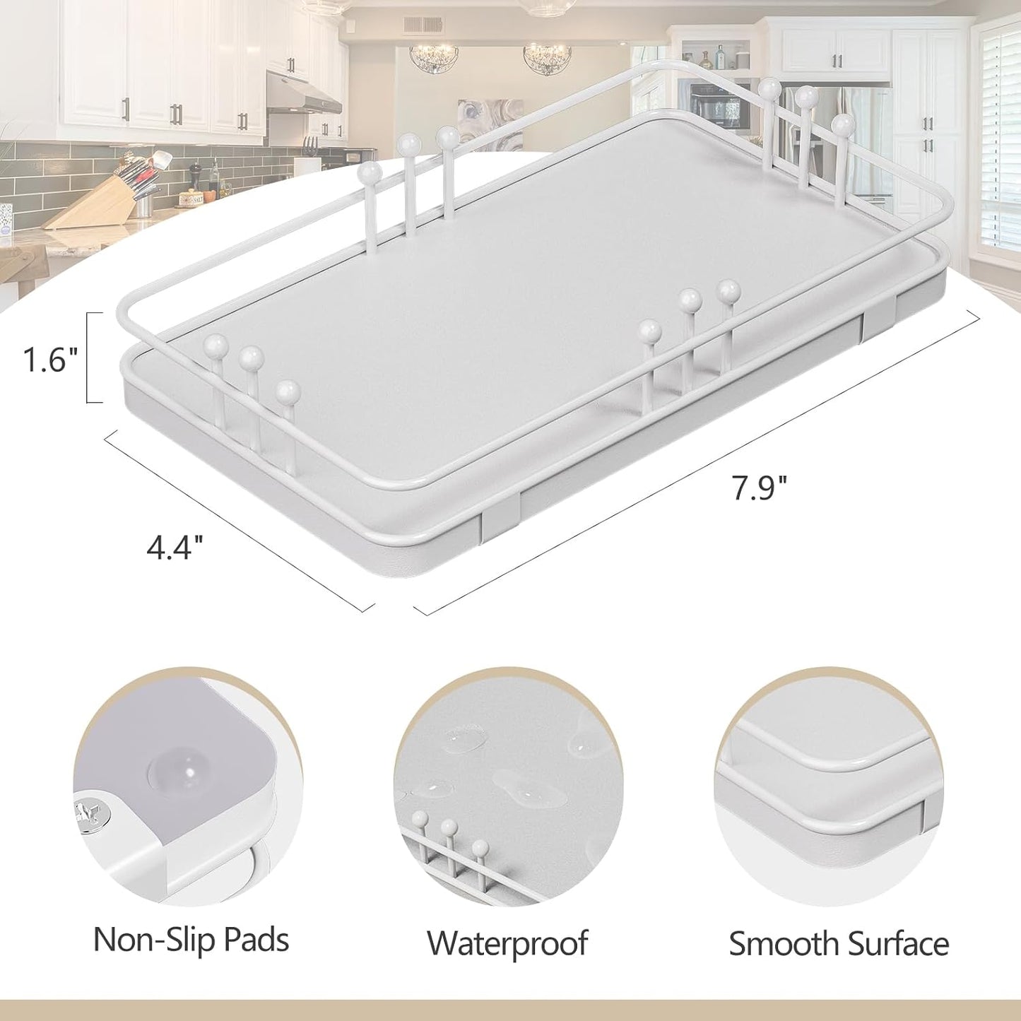 Kitchen Tray for Soap Dispenser Spice Salt / 7.9 x 4.4 x 1.6 / White + White