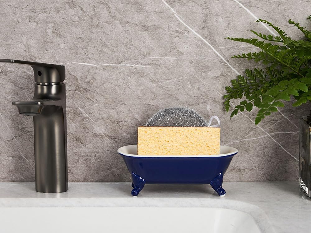 Kitchen Sponge Holder and Shower Tray / Navy Blue