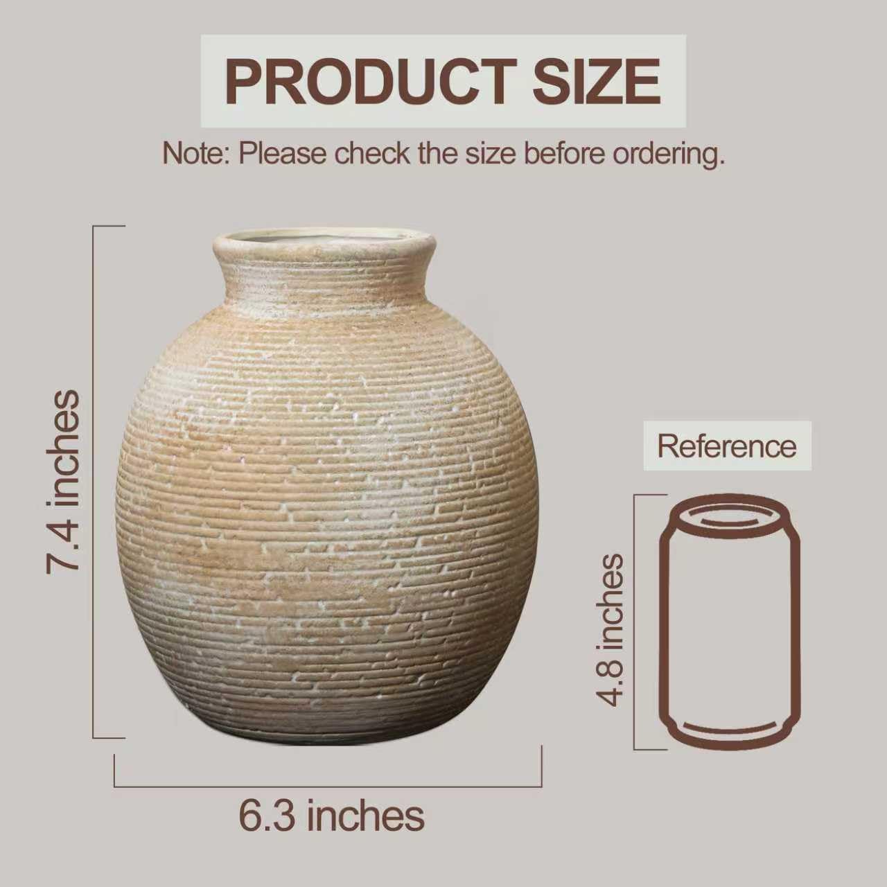 Ceramic Flower Vase / Retro and Rustic-7.4