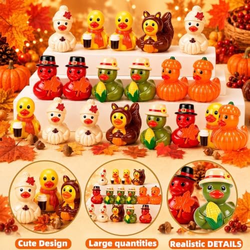 120 Pcs Fall Mini Resin Ducks Thanksgiving Miniature Tiny Figurines