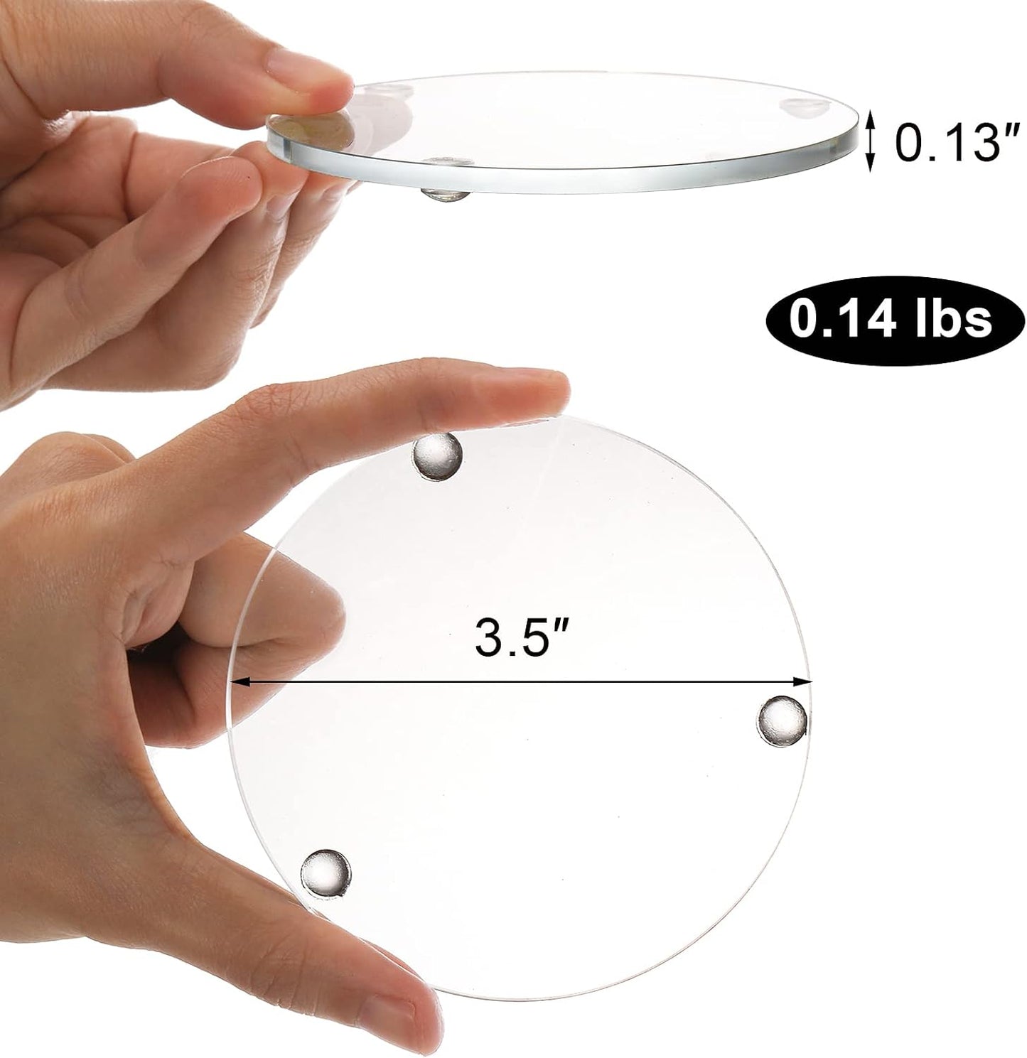 Round Glass Drink Coasters / Clear / 3.5 Inch / Set of 6
