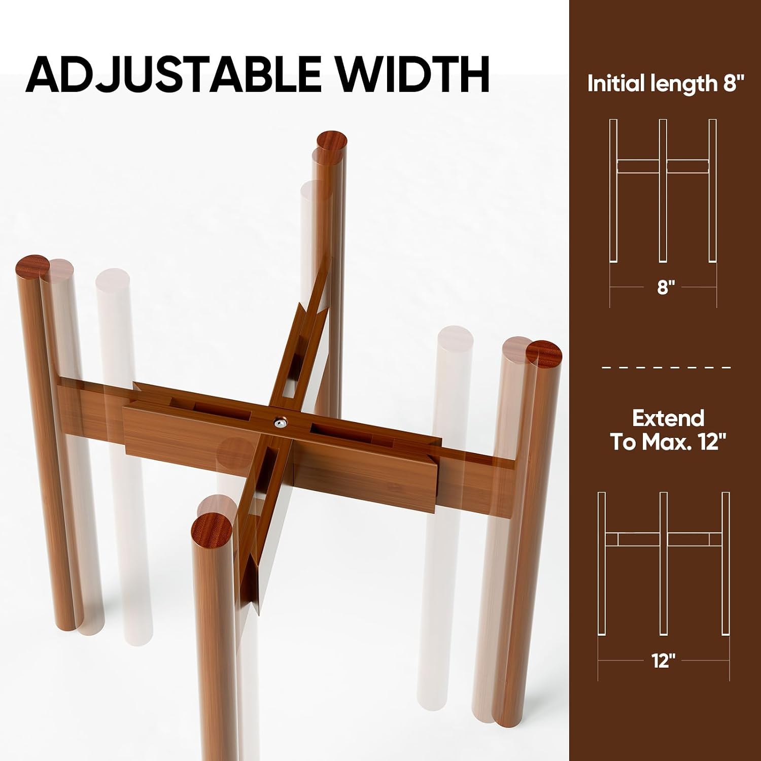 MUDEELA 2 Pack Indoor Plant Stands, 2 Tier Tall Plant Stand 30 inches, Mid Century Bamboo Plant Stand, Adjustable Width