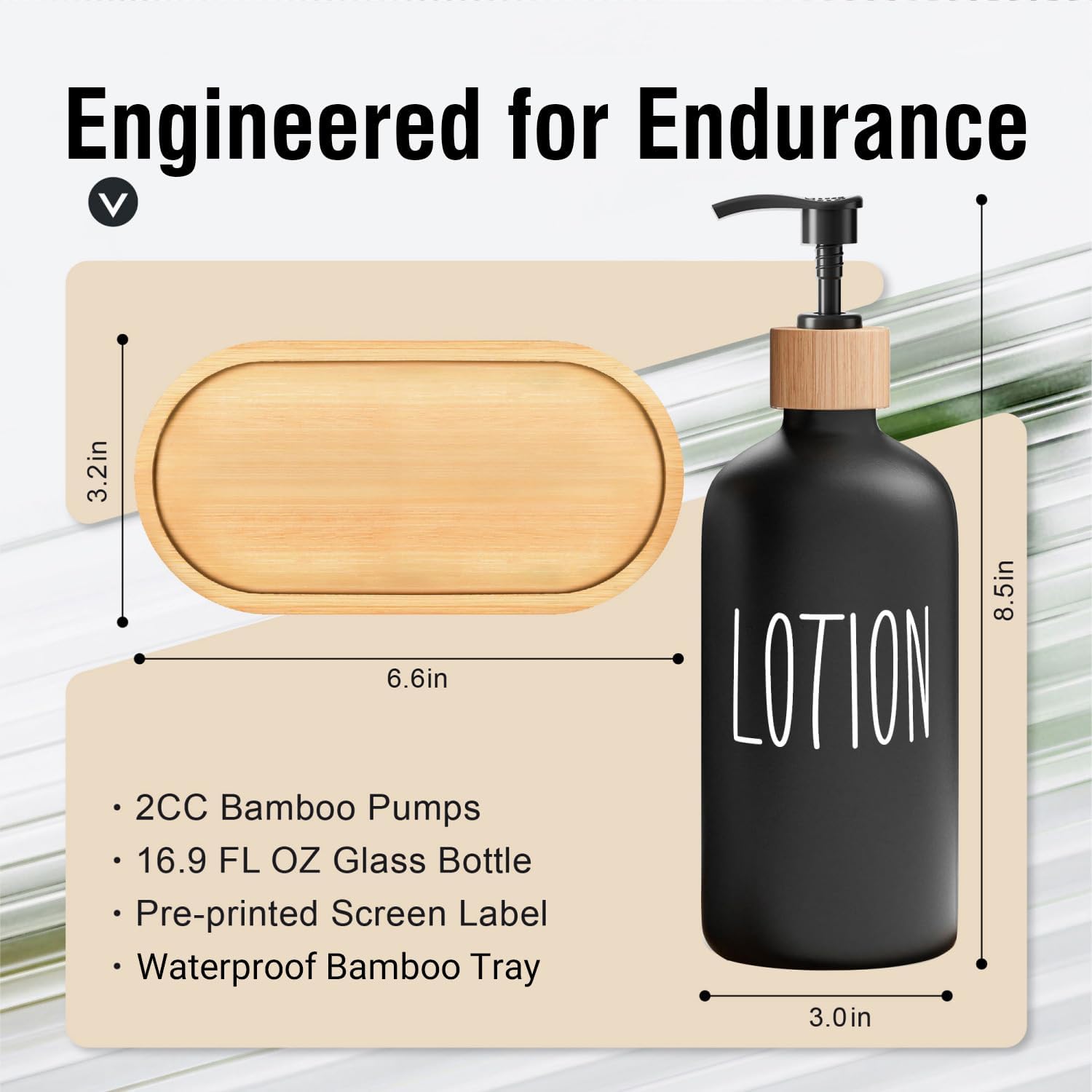 MOMEEMO Black Soap Dispenser Bathroom Set | Hand Soap and Lotion Set Suitable for Bathroom Decor
