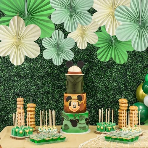 Fan Decorations for Wall Sage Green Paper Flower Fans Floral Backdrop