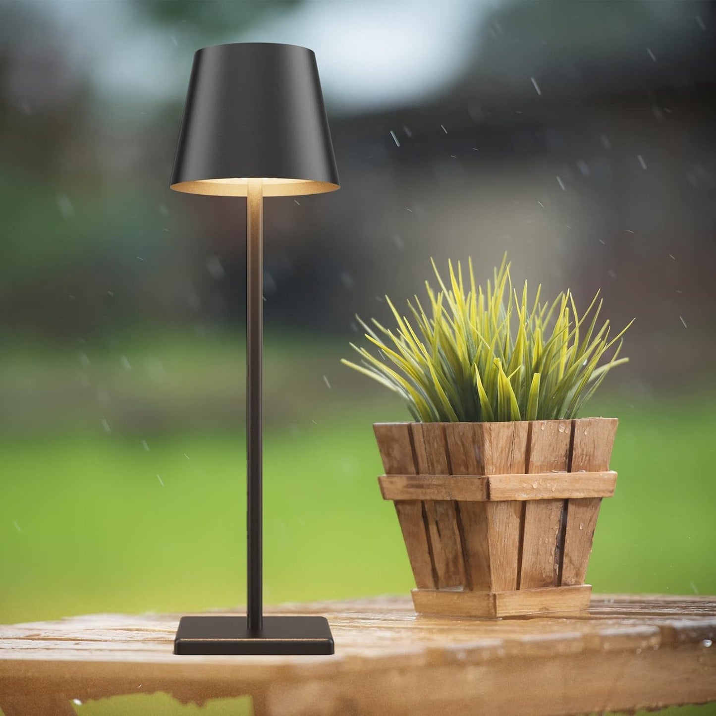 2 Pack Cordless LED Table Lamp Black, 5500mAh Battery Powered Table Light, 3 Color Temperatures Stepless Dimmable