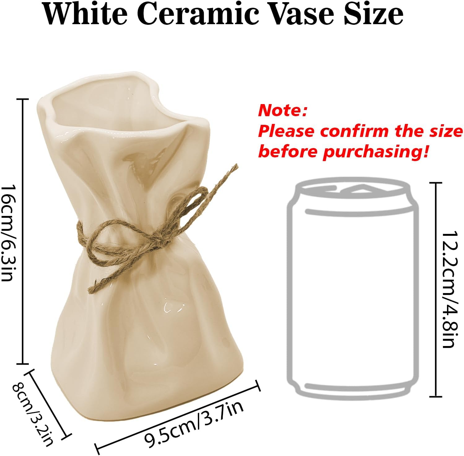 Irregular Flower Vase Modern Art Decorative Vase for Flowers / Cream Ceramic / Small / 6 Inch