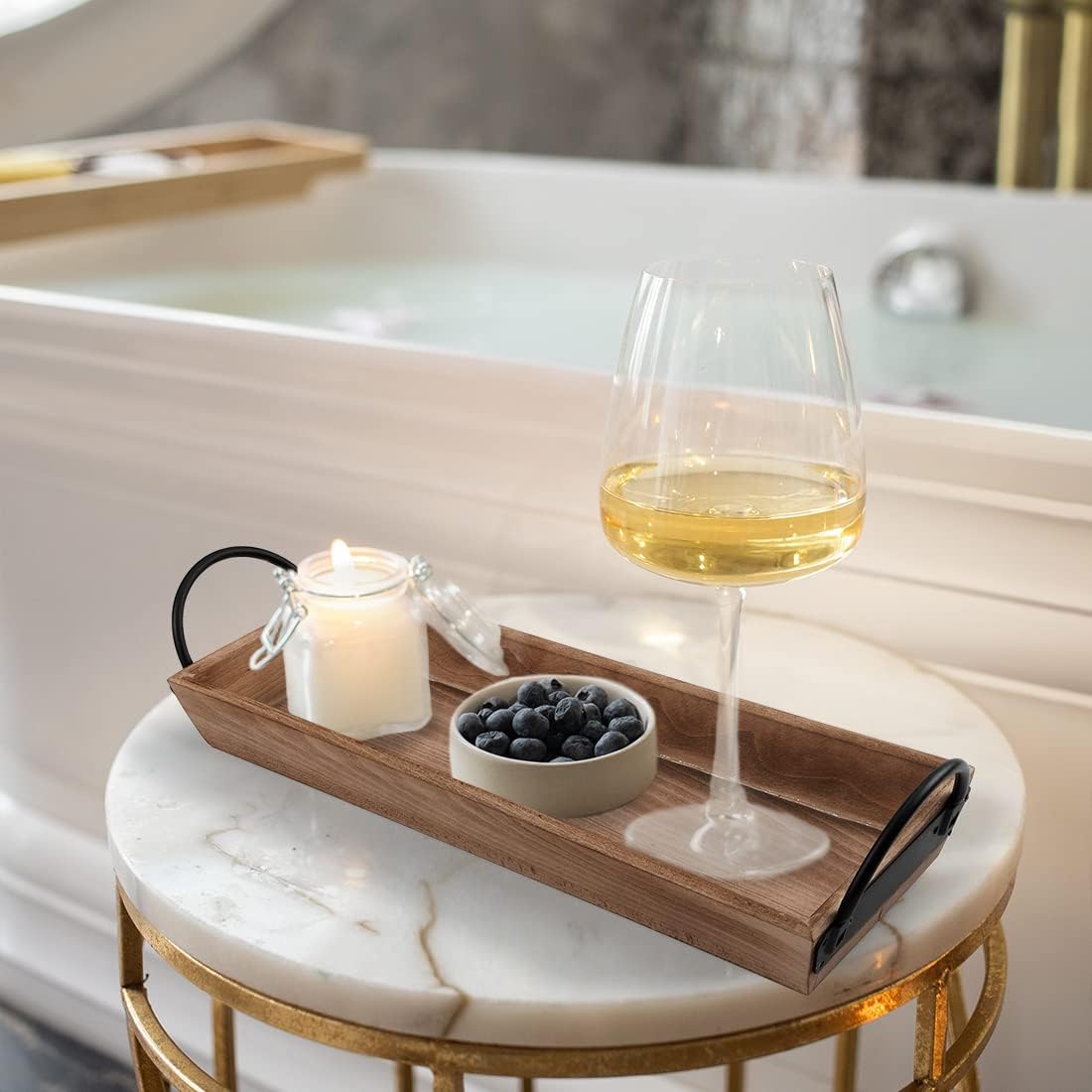 Rectangle Wood Candle Tray / Beech / Black